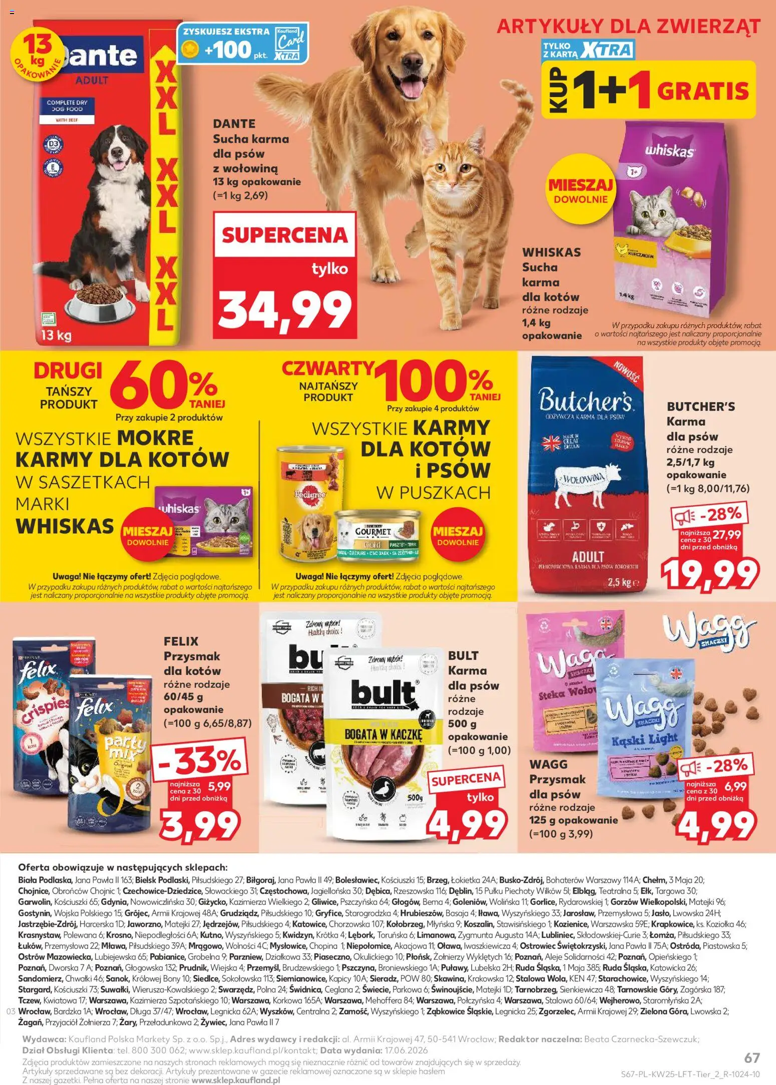 Kaufland Polsko leták od 18.06.2026 | Strana: 67 | Produkty: Felix, Gourmet, Whiskas, Pedigree
