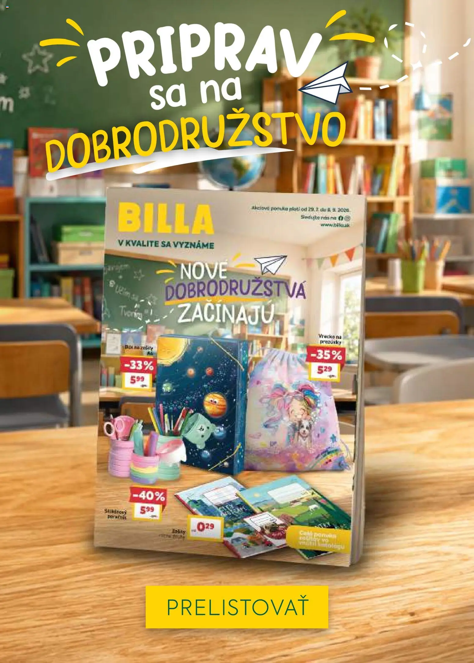 Nové Billa akcie – leták je platný od 05.08.2026 | Strana: 28 | Produkty: Zošity, Peračník, Notebook