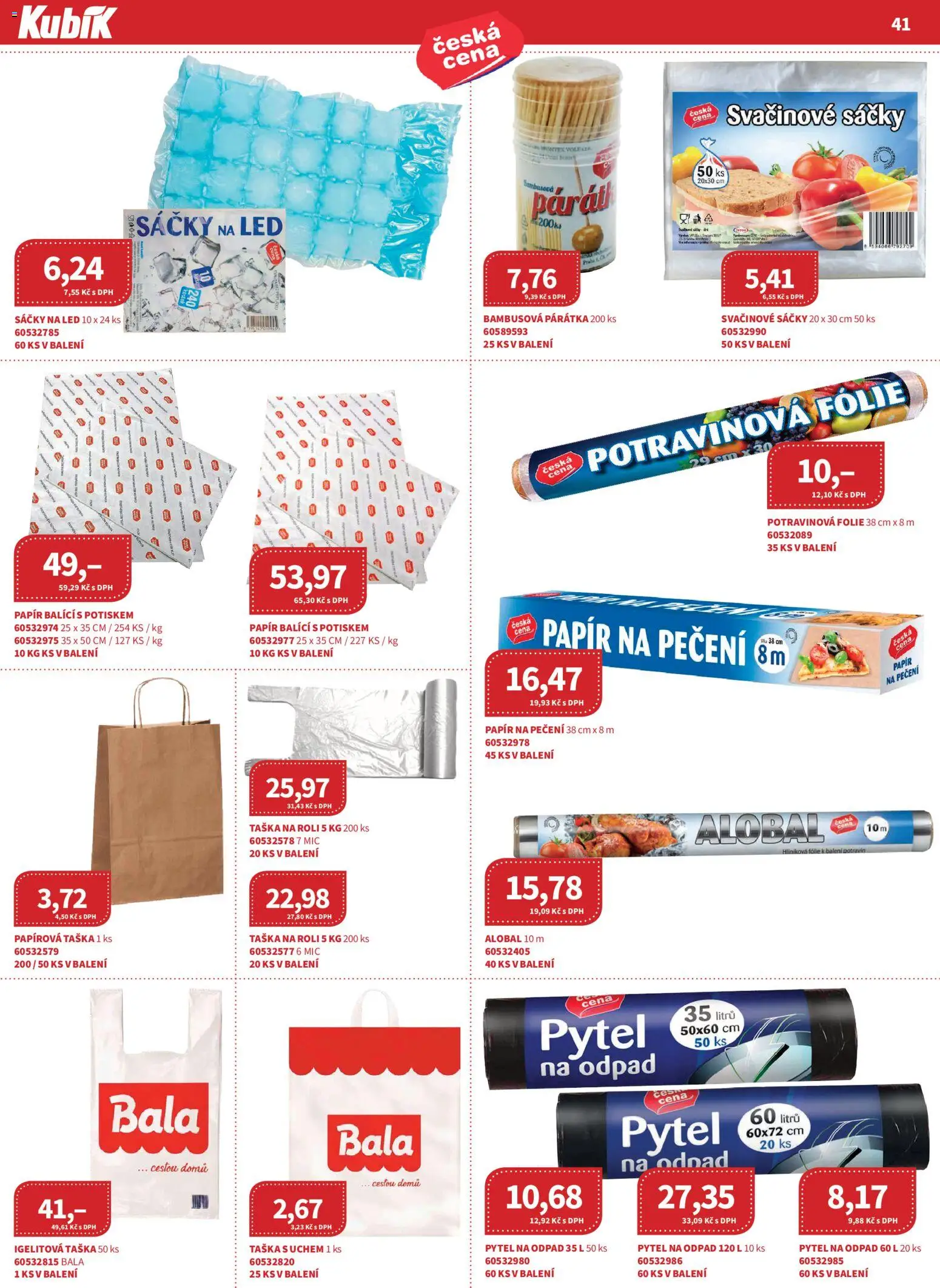 Kubík leták - Velkoobchod 08/2026 od 01.08.2026 | Strana: 41 | Produkty: Fólie, Alobal, Papír na pečení, LED