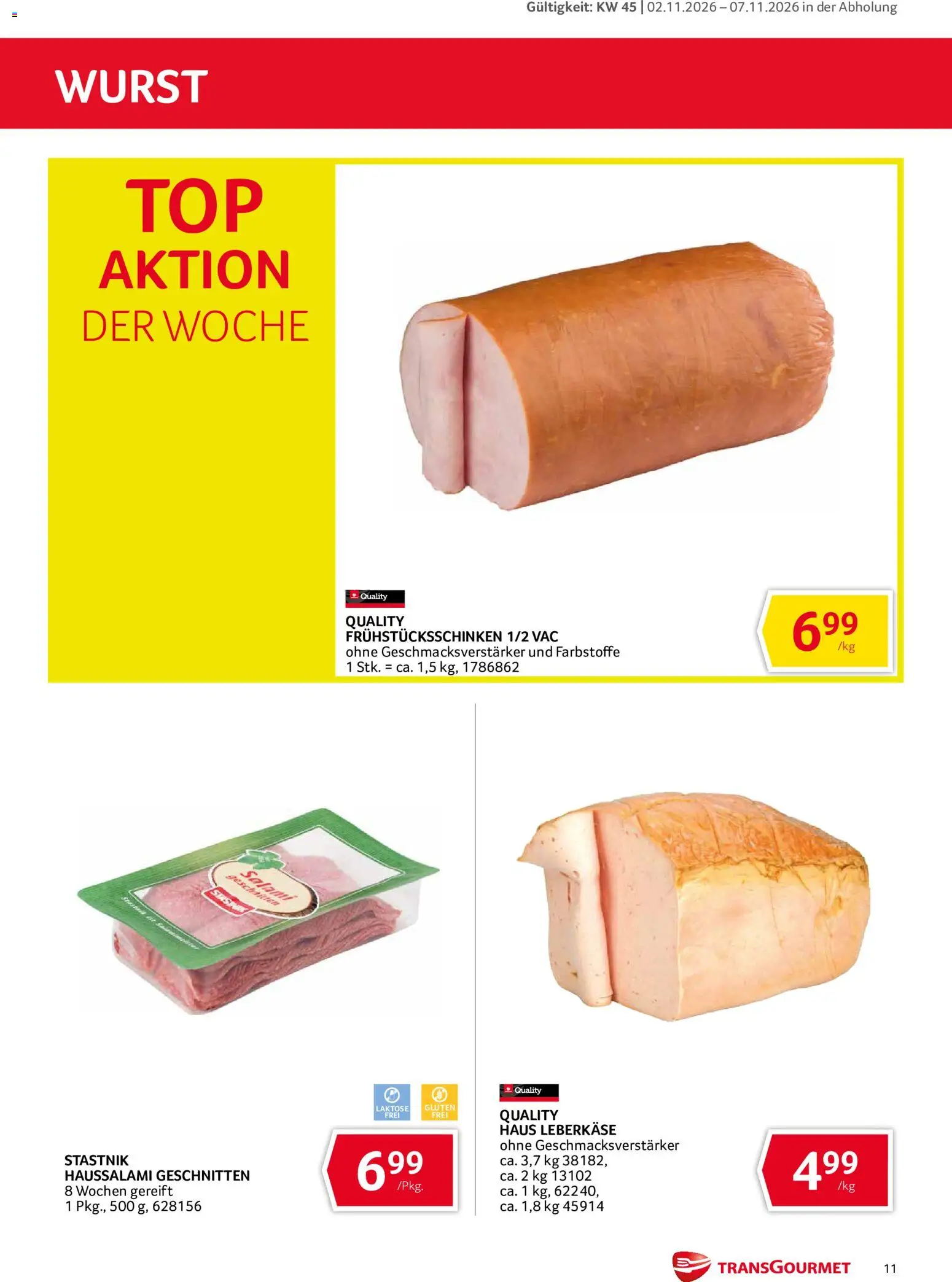 Transgourmet Abhol Aktion gültig ab 02.11.2026 | Seite: 11 | Produkte: Wurst, Salami