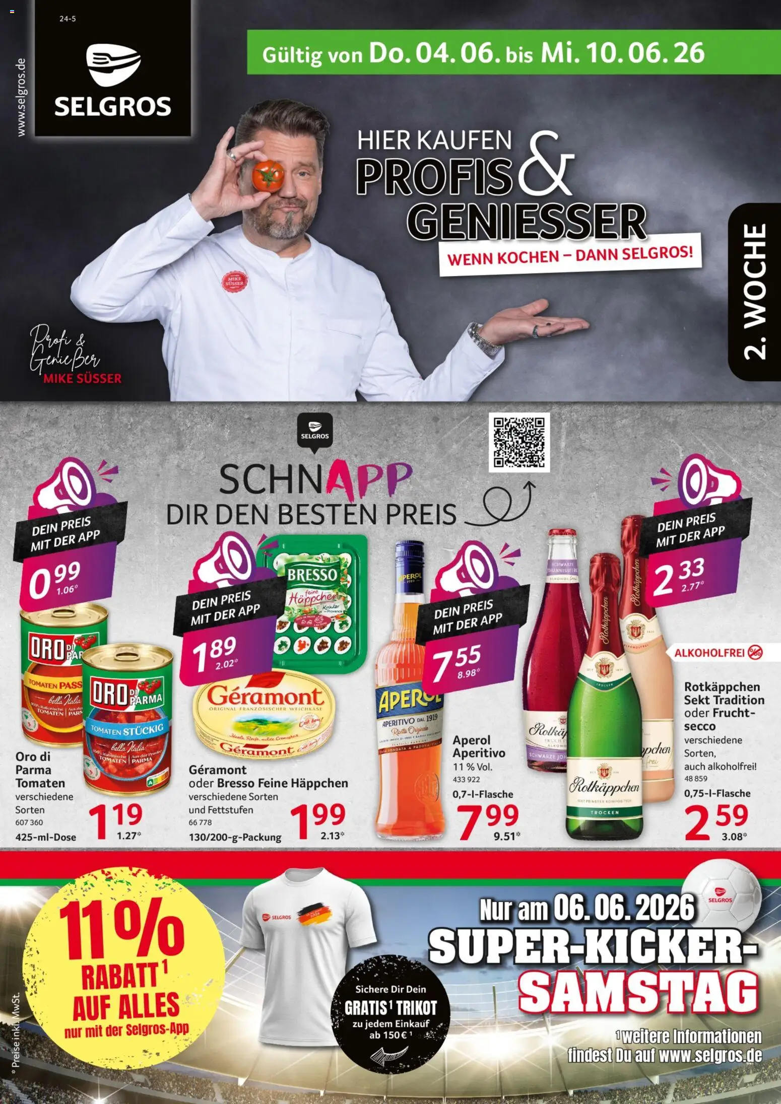 Selgros Prospekt – gültig ab 04.06.2026 | Seite: 1 | Produkte: Geramont, Bresso, Rotkäppchen, Aperol