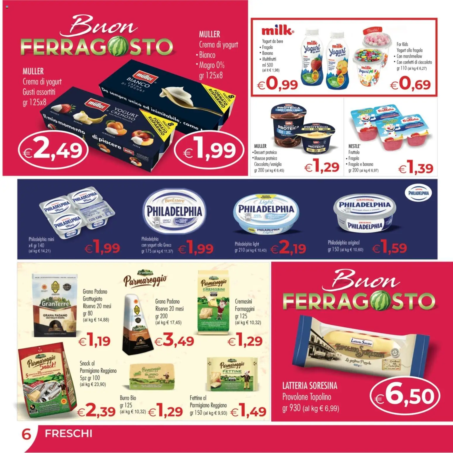 Volantino MerSi Supermercati del 12/08/2026 | Pagina: 6 | Prodotti: Crema, Cioccolato, Yogurt bianco, Parmigiano reggiano
