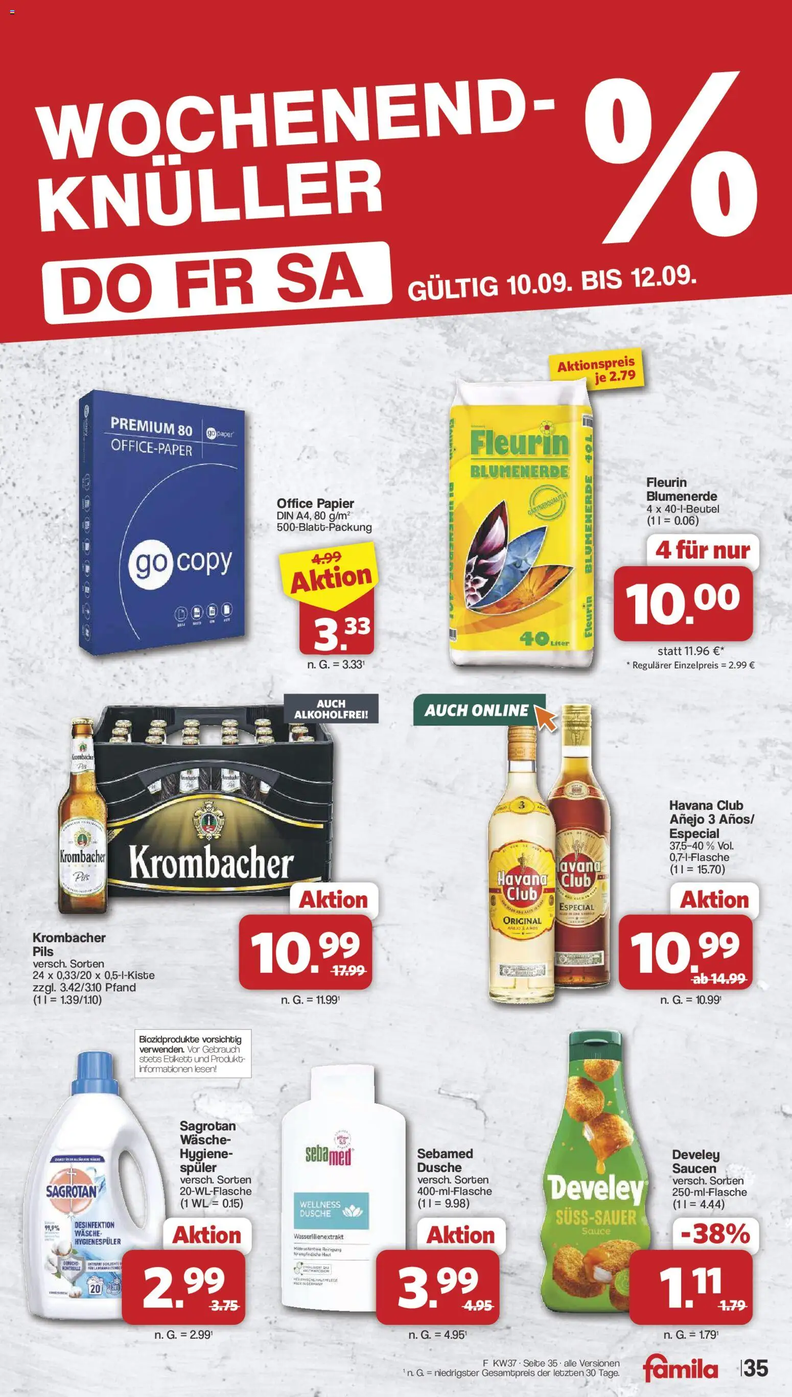 Famila Nordwest Prospekt – gültig ab 07.09.2026 | Seite: 37 | Produkte: Havana club, Dusche, Pils, Blumenerde