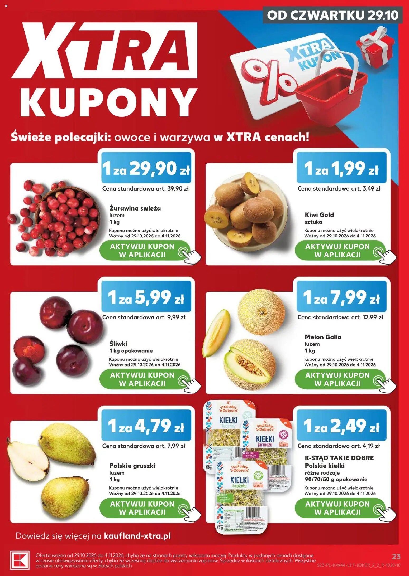 Kaufland gazetka od 29.10.2026 | Strona: 23 | Produkty: Gazety, Śliwki, Kiwi, Warzywa