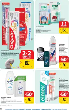 Carrefour folder week 37 - Voorbeeld van een folder van Carrefour, geldig van 09/09/2026 | Pagina: 22 | Producten: Zeep, Douchegel, Tandpasta, Mondwater