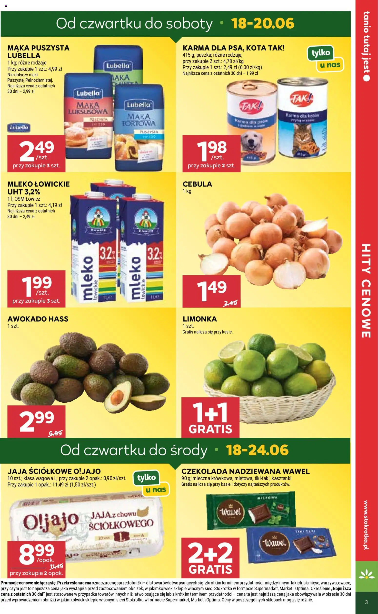 Stokrotka gazetka od 18.06.2026 | Strona: 3 | Produkty: Limonka, Mleko, Mleko łowickie, Awokado