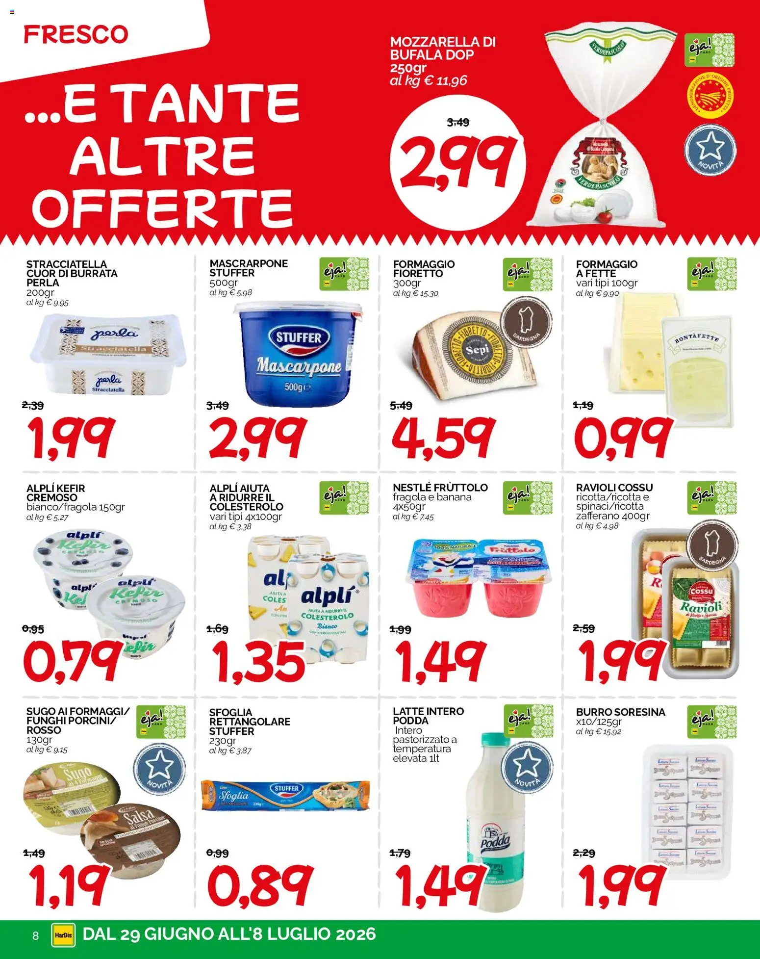 Volantino HarDis del 29/06/2026 | Pagina: 8 | Prodotti: Salsa, Formaggio, Funghi, Sugo