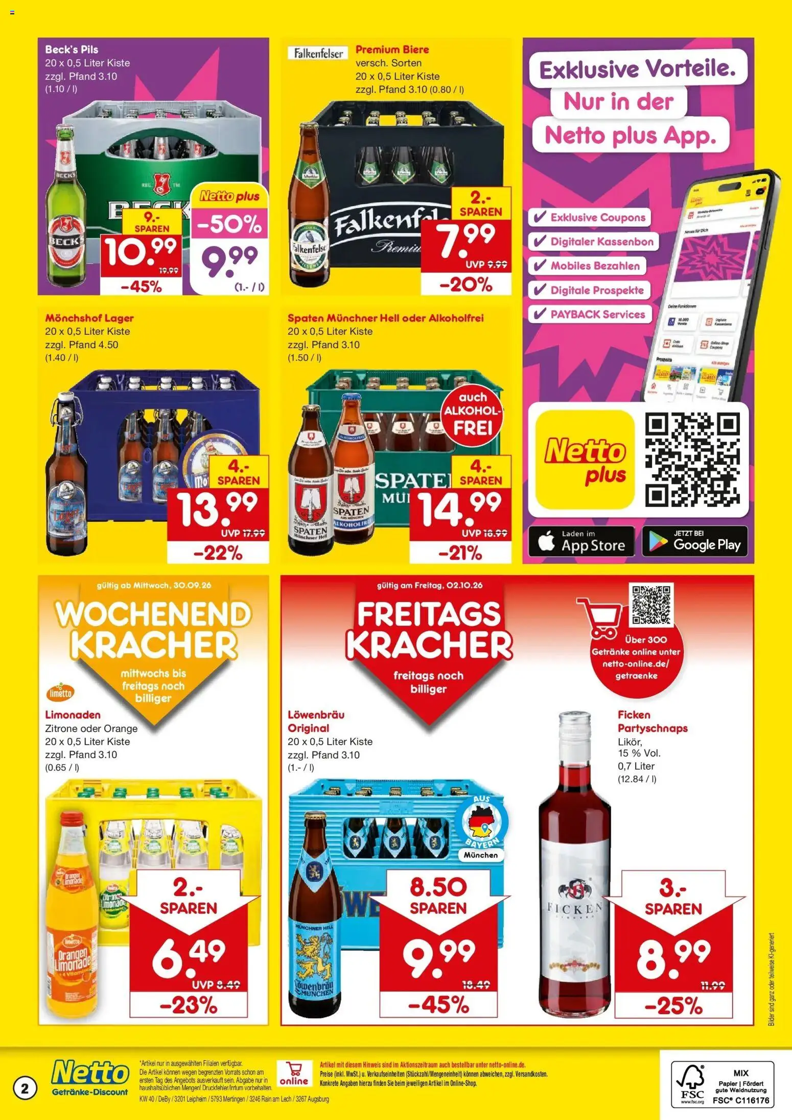Netto Marken-Discount Prospekt Leipheim – gültig ab 28.09.2026 | Seite: 2 | Produkte: Monchshof, Pils, Alkohol, Zitrone