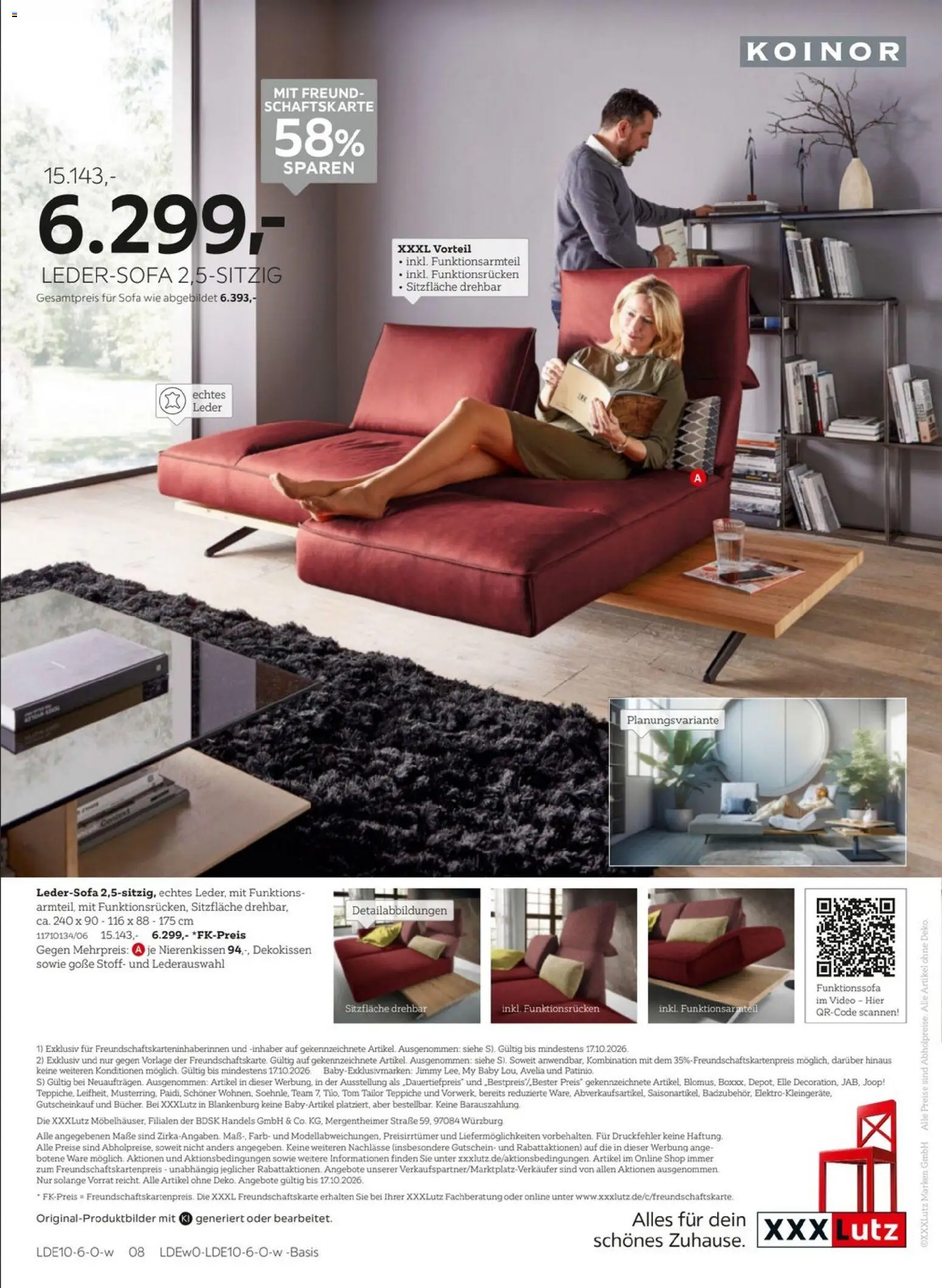XXXLutz KOINOR Spezial – gültig ab 03.10.2026 | Seite: 8 | Produkte: Ledersofa, Sofa, Video