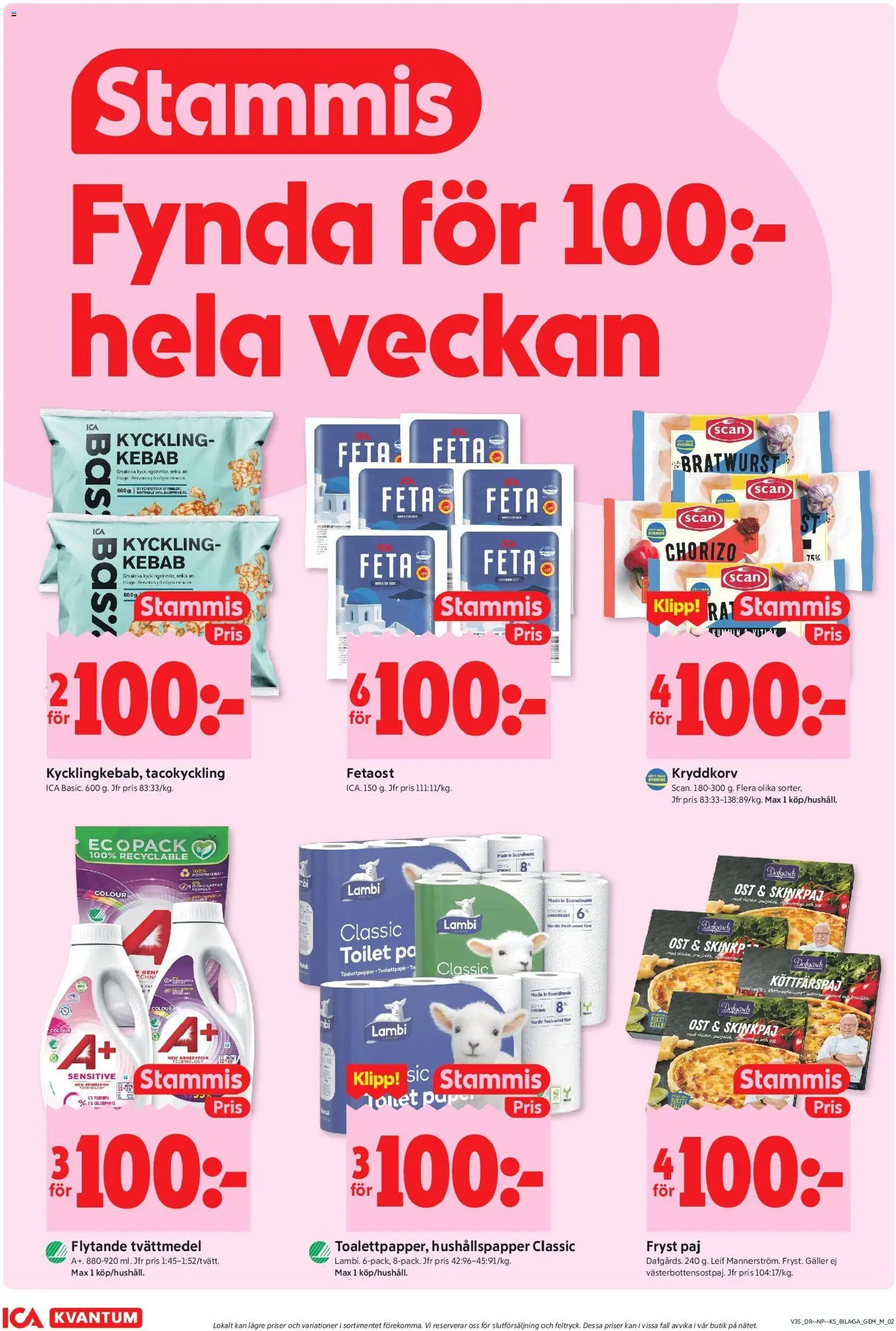 ICA Kvantum reklamblad aktuell från 24/08/2026 | Sida: 12 | Produkter: Bratwurst, Hushållspapper, Galler, Kyckling