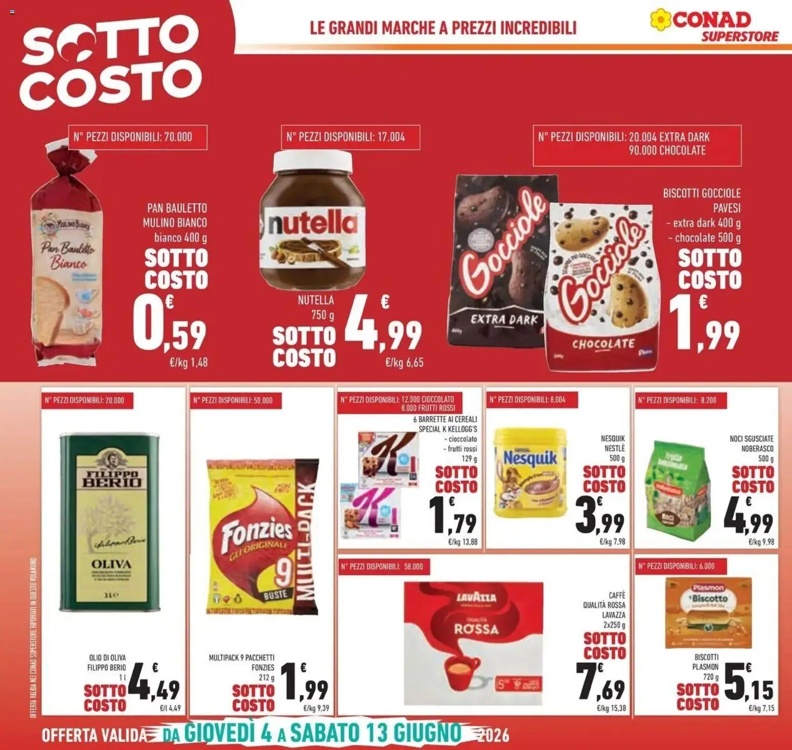 Volantino Conad del 04/06/2026 | Pagina: 8 | Prodotti: Cioccolato, Olio, Nutella, Lavazza