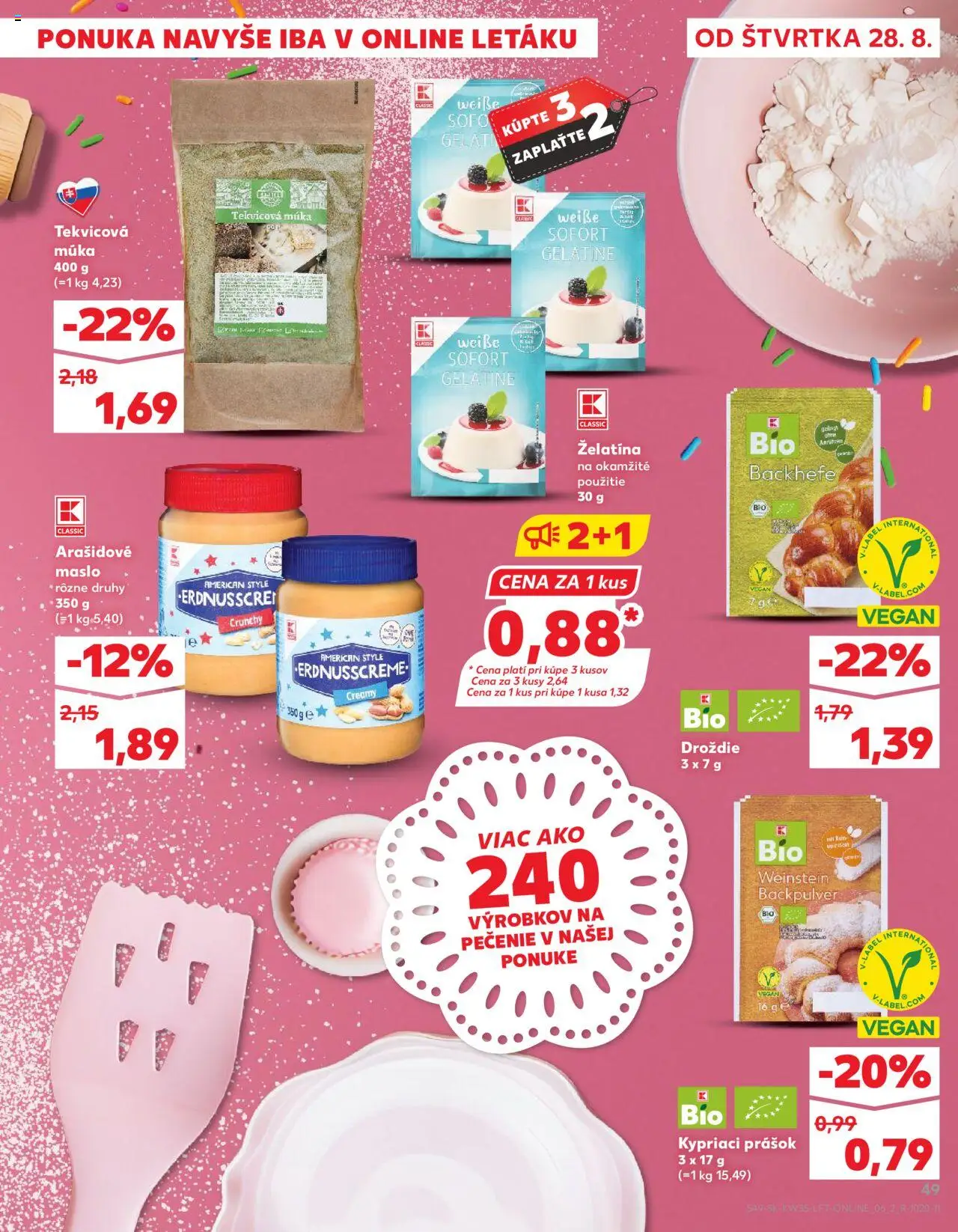 Nové Kaufland akcie – leták je platný od 28.08.2025 | Strana: 49 | Produkty: Maslo, Arašidové maslo, Múka, Droždie