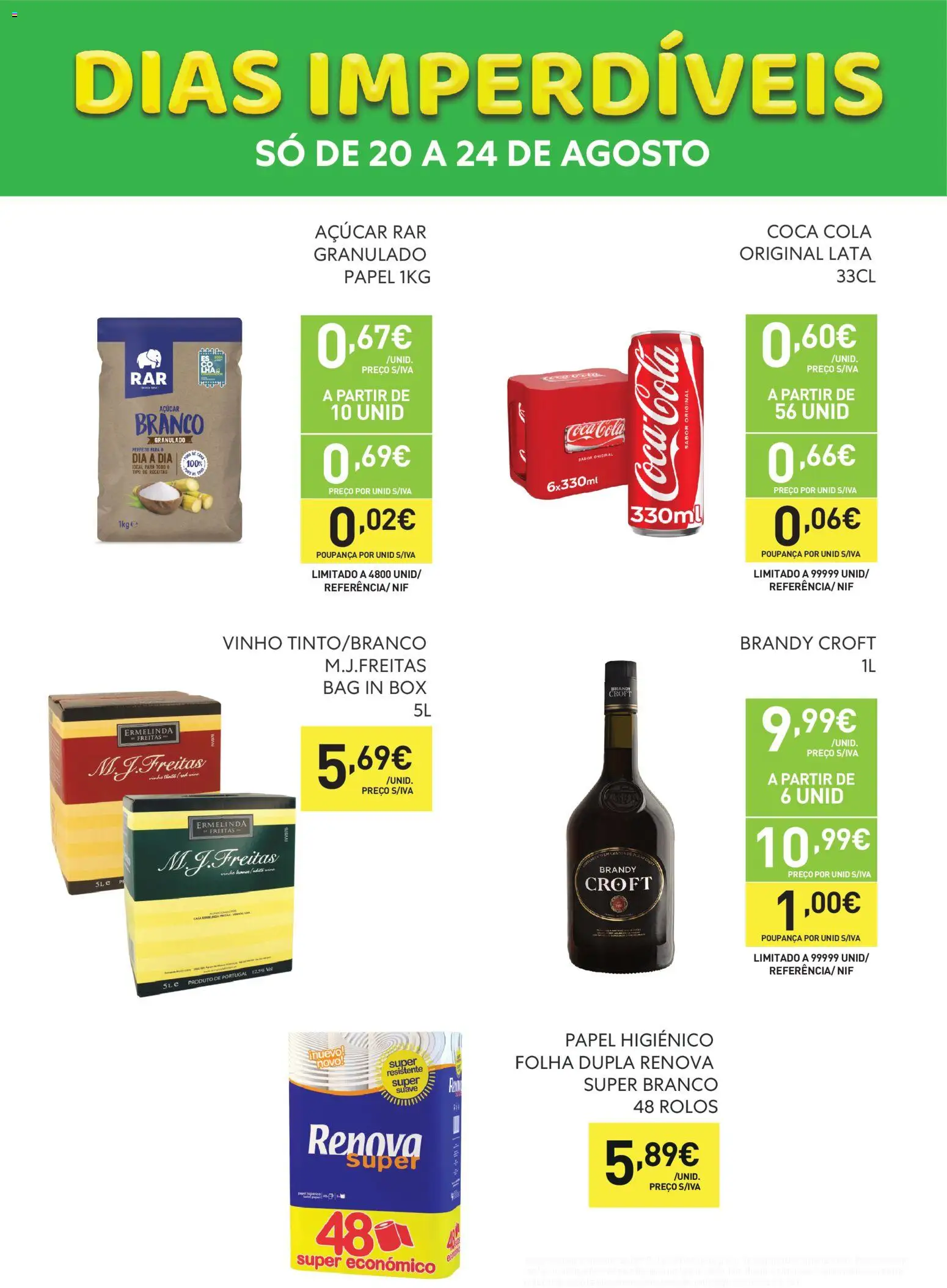 Recheio - Dias Imperdíveis │ válido de 20/08/2026 | Página: 2 | Produtos: Papel higiénico, Brandy, Vinho, Açúcar