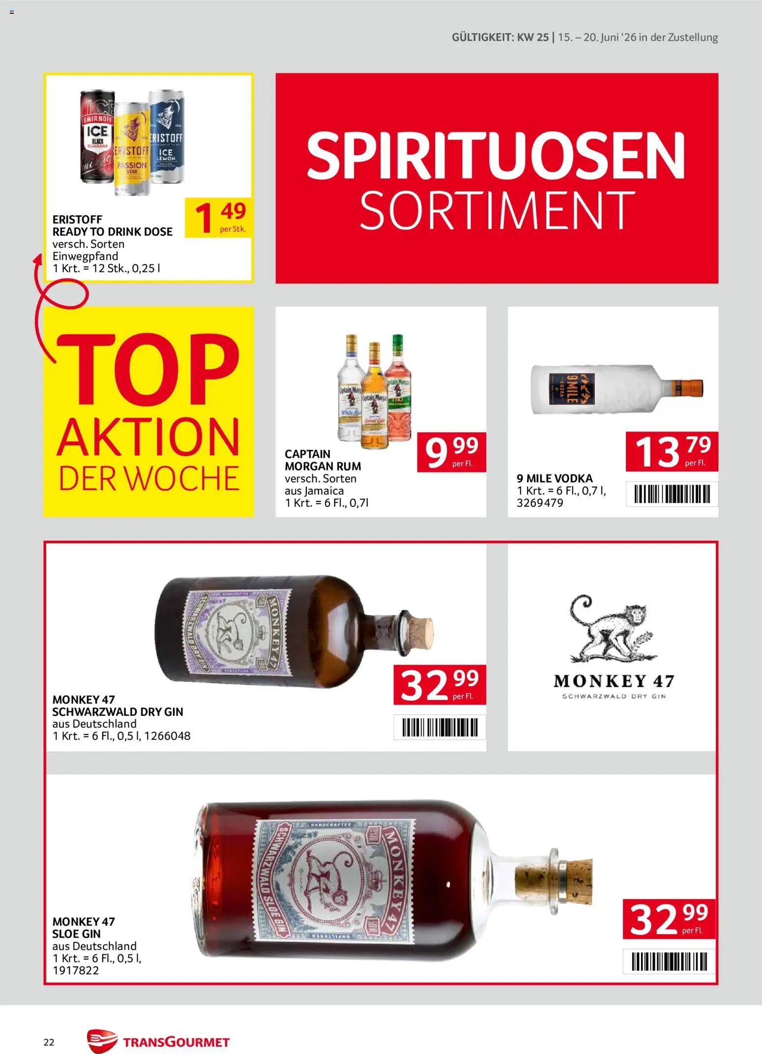 Transgourmet Zustellaktion gültig ab 15.06.2026 | Seite: 22 | Produkte: Gin