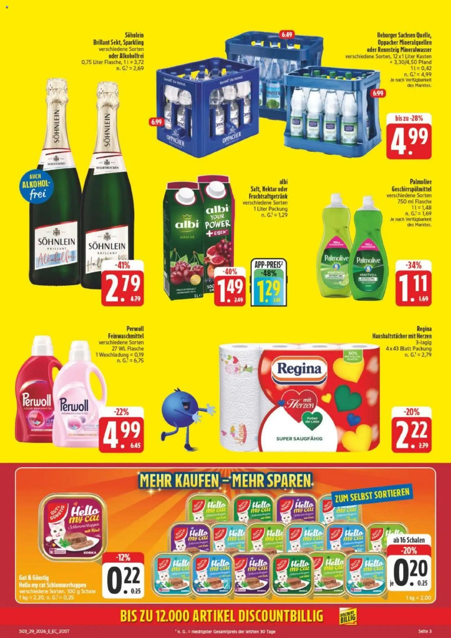 Edeka Prospekt Verrückter Preis – gültig ab 13.07.2026 | Seite: 3 | Produkte: Perwoll, Mineralwasser, Waschmittel, Geschirrspülmittel