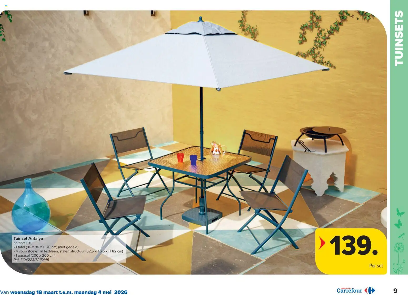 {H1} | Pagina: 9 | Producten: Parasol, Tafel, Tuinset