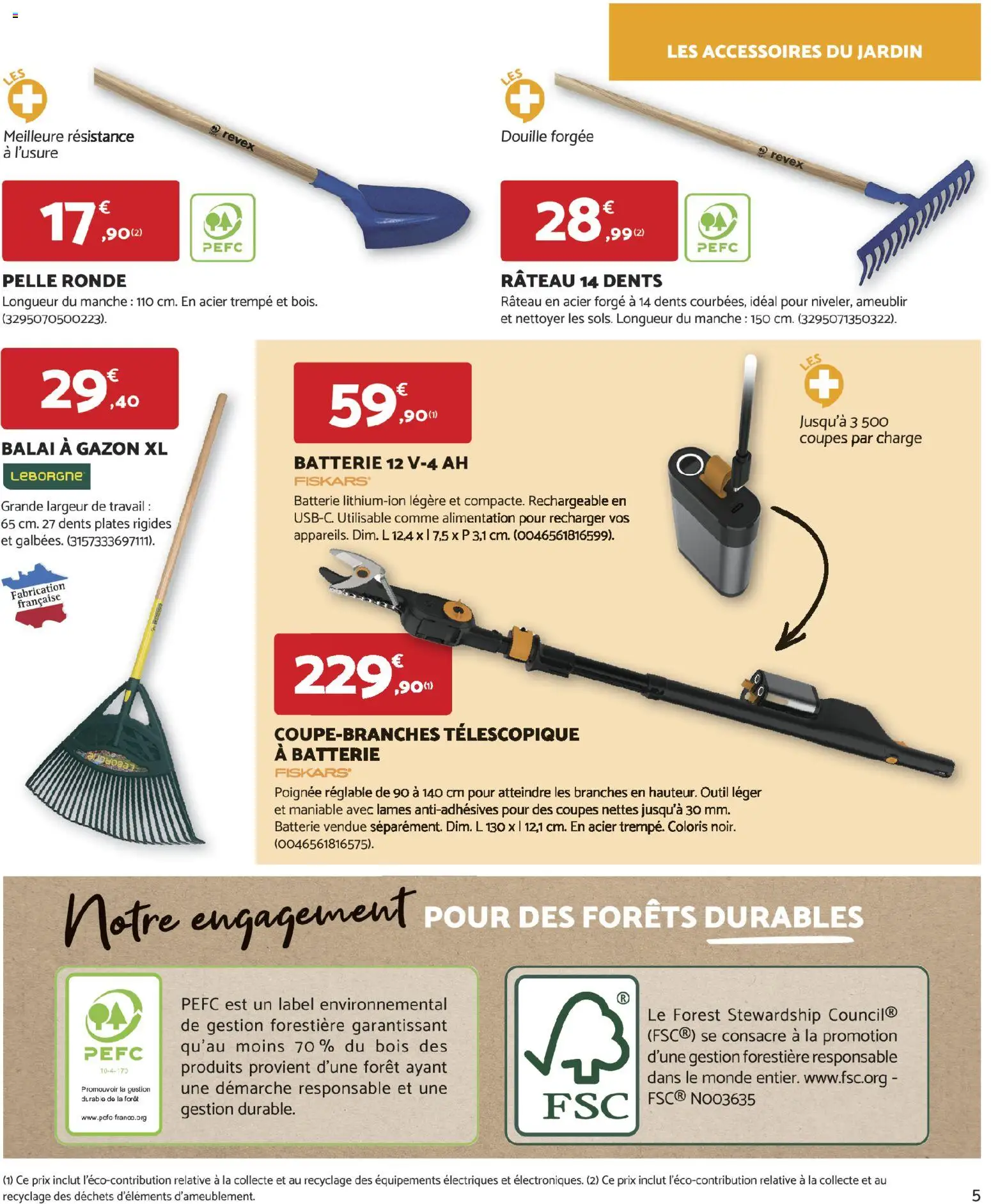 {H1} | Page: 5 | Produits: Gazon, Balai, Batterie, Pelle