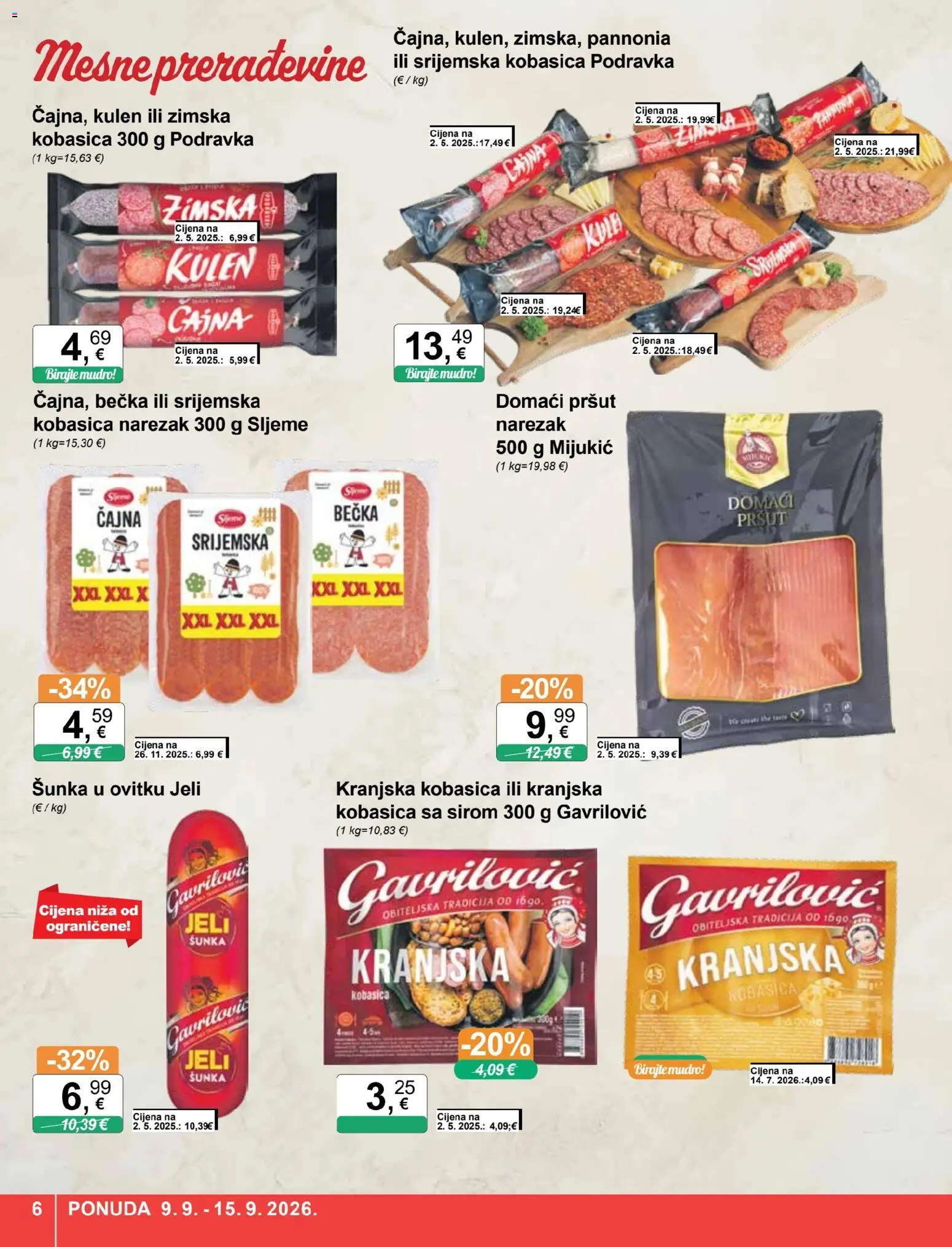 KTC katalog | vrijedi od 09.09.2026 | Stranica: 6 | Proizvodi: Podravka, Pršut, Narezak, Kranjska kobasica