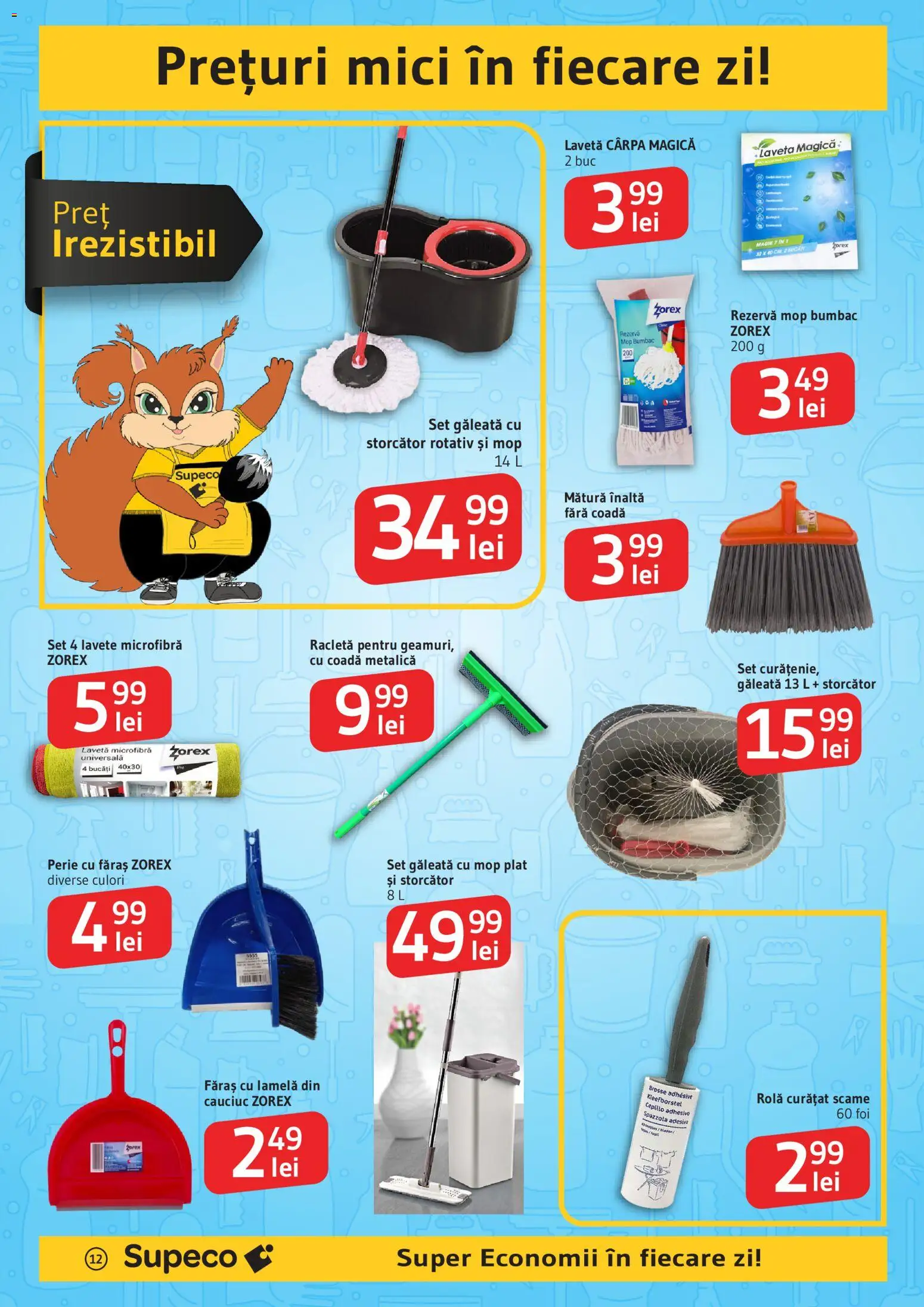 Noul catalog Supeco – valabil de la 16.07.2026 | Pagină: 12 | Produse: Storcător, Mop, Mătură, Perie