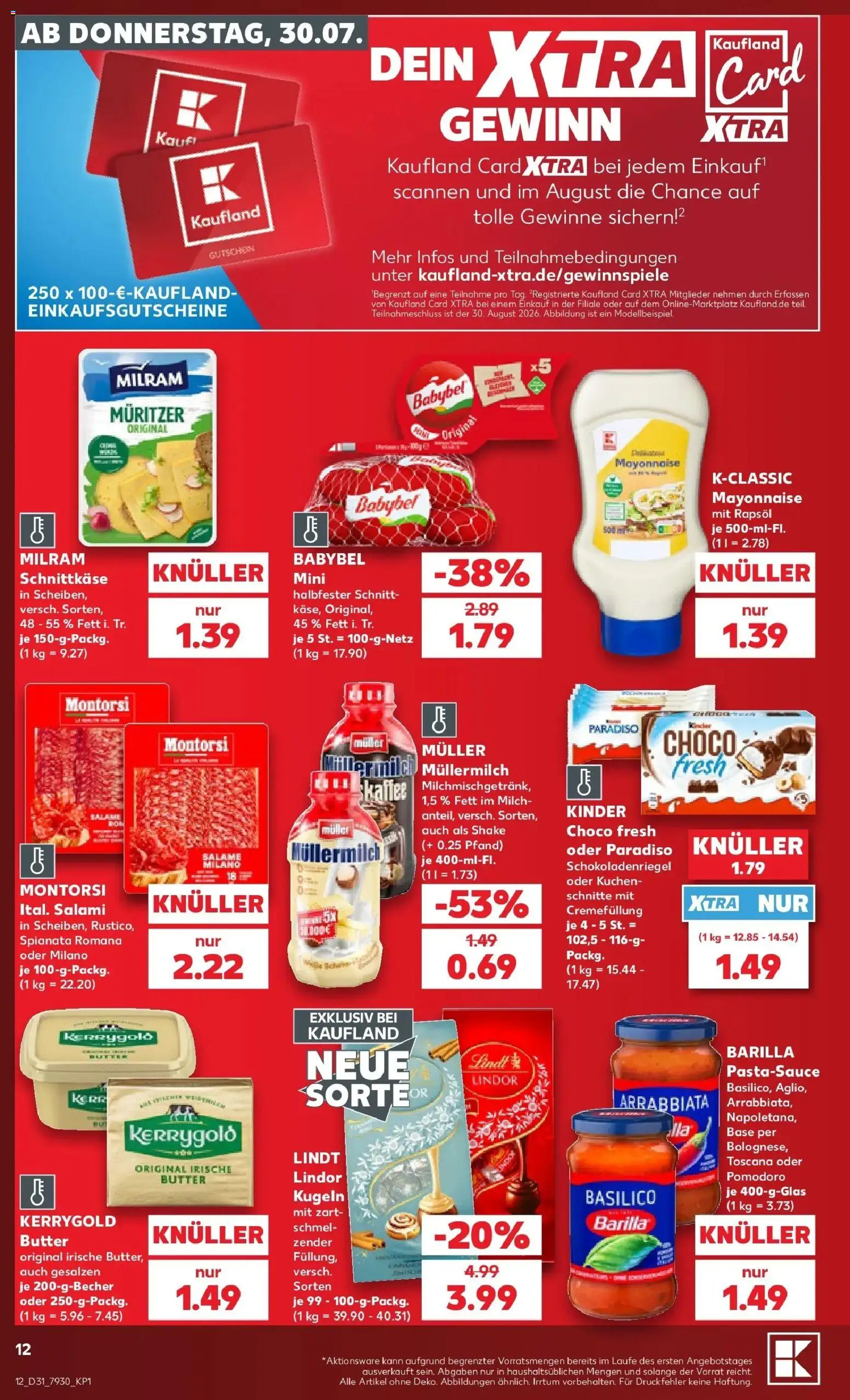 Kaufland Prospekt Bad Oldesloe – gültig ab 30.07.2026 | Seite: 12 | Produkte: Barilla, Babybel, Salami, Kuchen