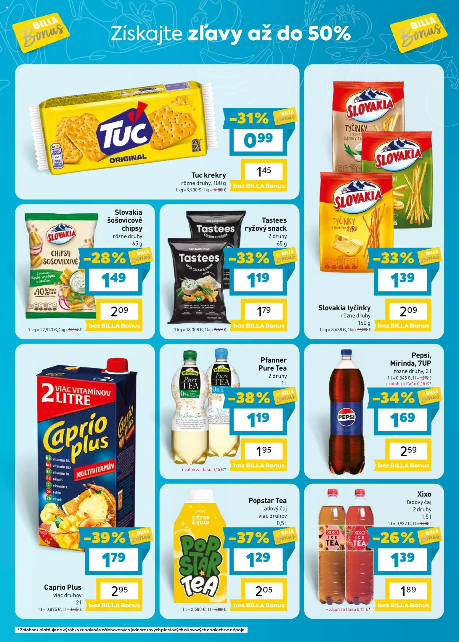 Nové Billa akcie – leták je platný od 26.08.2026 | Strana: 5 | Produkty: Čaj, Krekry, Šošovicové chipsy, Pepsi