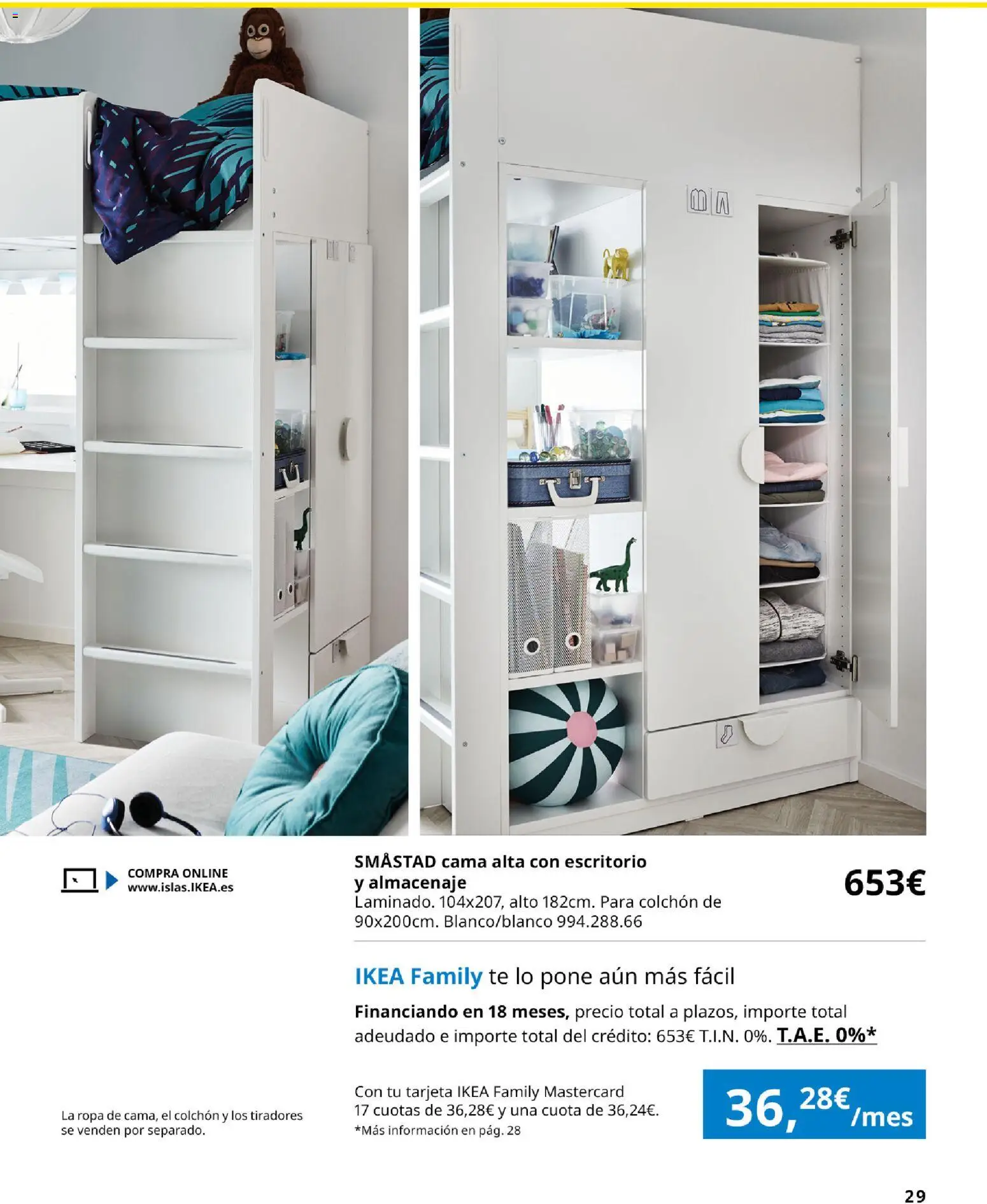 Catálogo IKEA  y los niños  │ válido desde el 06.03.2026 | Página: 29 | Productos: Té, Colchon, Cama, Almacenaje