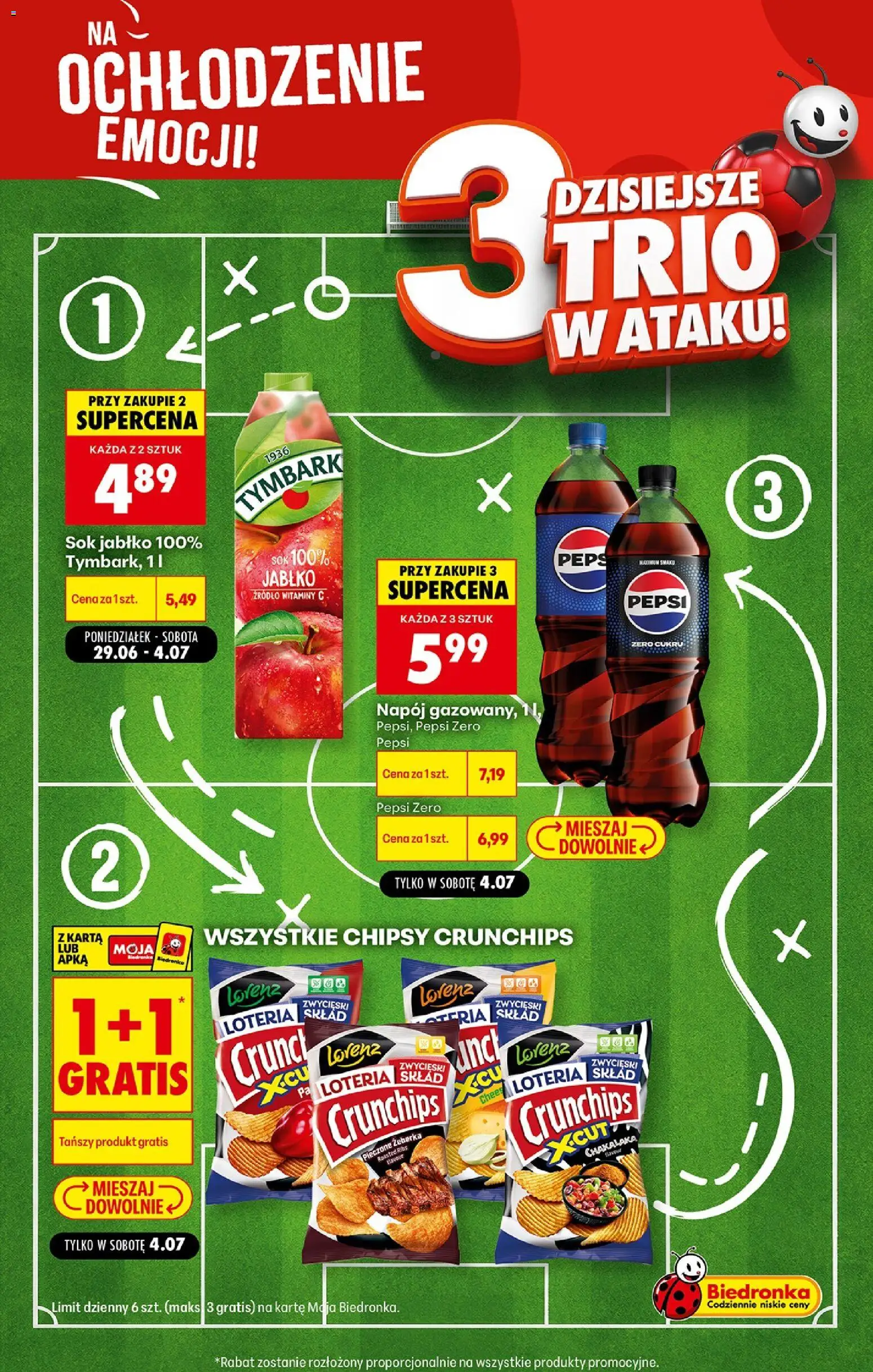 Biedronka gazetka - Football od 04.07.2026 | Strona: 4 | Produkty: Karta, Chipsy, Pepsi, Sok