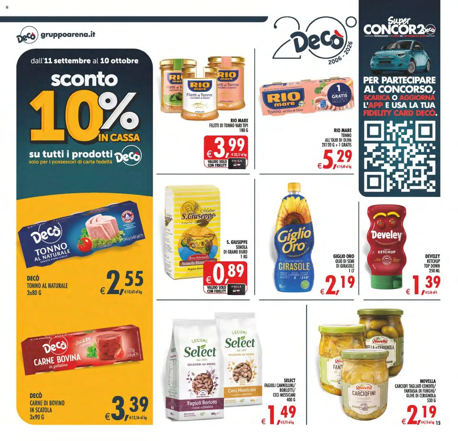 Volantino Decò del 22/09/2026 | Pagina: 15 | Prodotti: Bovino, Olio di semi, Top, Scatola