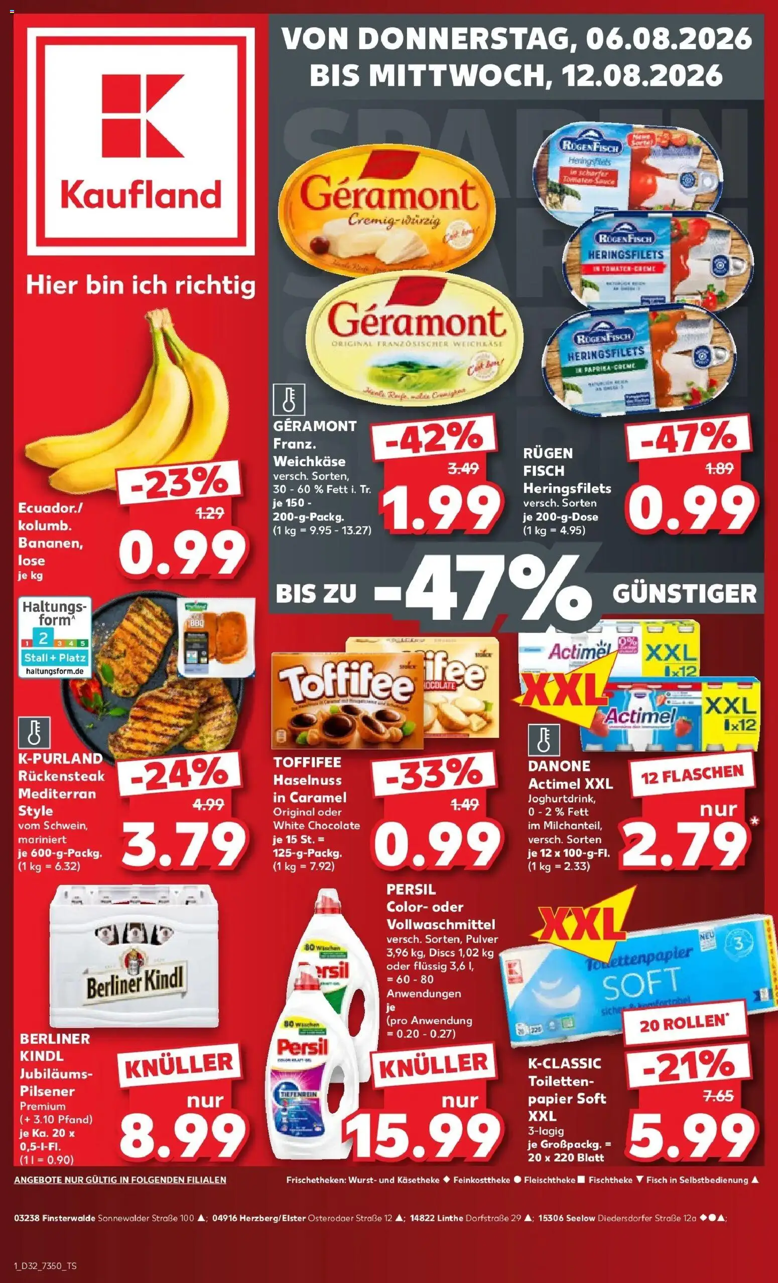 Kaufland Prospekt Finsterwalde – gültig ab 03.08.2026 | Seite: 10 | Produkte: Actimel, Tomaten, Wurst, Toffifee