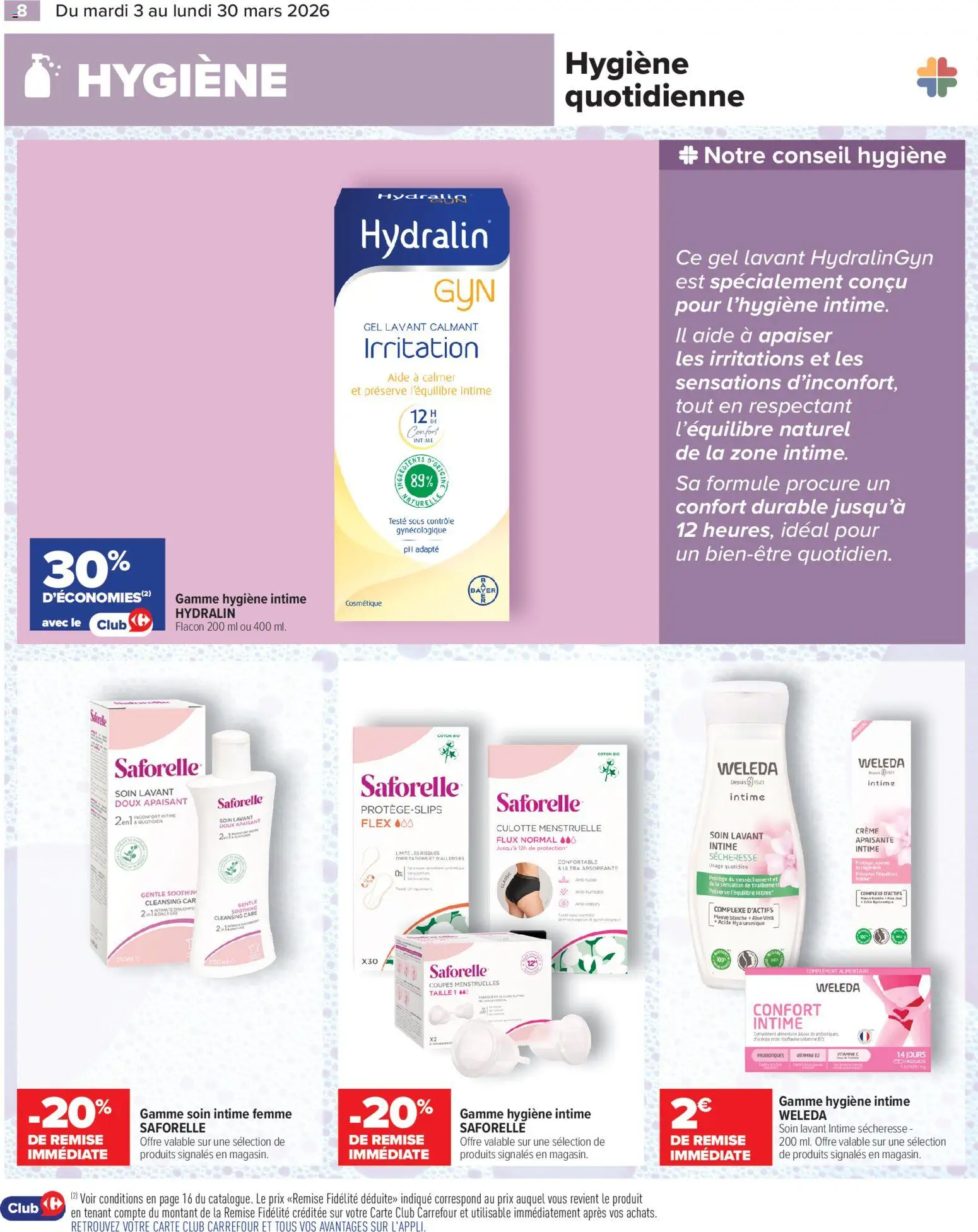 {H1} | Page: 8 | Produits: Base, Culotte, Hygiène intime, Crème