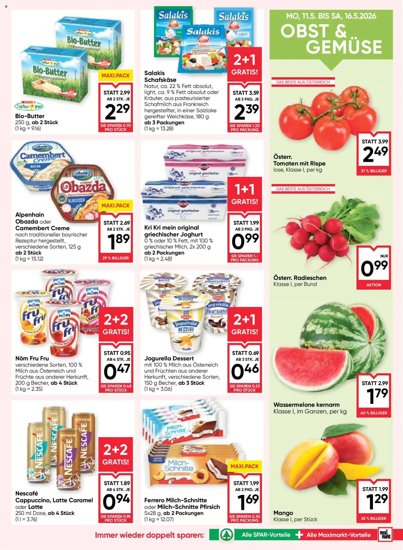 Maximarkt Flugblatt gültig ab 13.05.2026 | Seite: 9 | Produkte: Gemüse, Pfirsich, Wassermelone, Creme