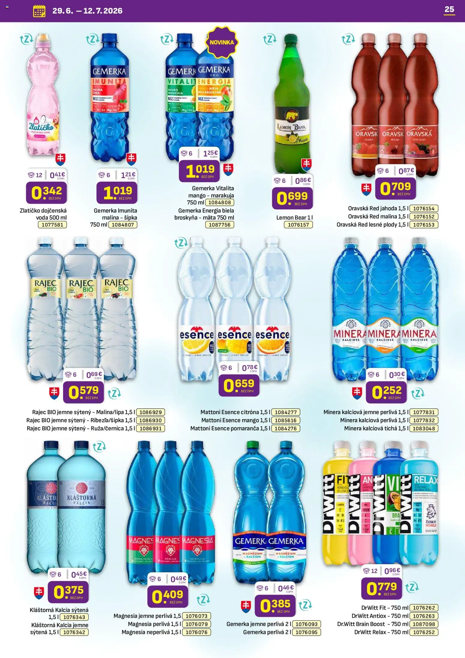 Nové Libex akcie – leták je platný od 29.06.2026 | Strana: 25 | Produkty: Rajec, Magnesia, Mango, Gemerka