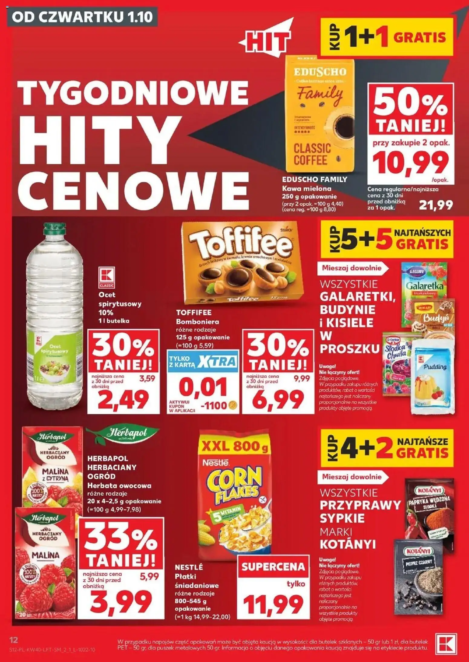 Kaufland gazetka od 01.10.2026 - od jutra PDF | Strona: 12 | Produkty: Budyń, Ocet, Herbata owocowa, Płatki śniadaniowe