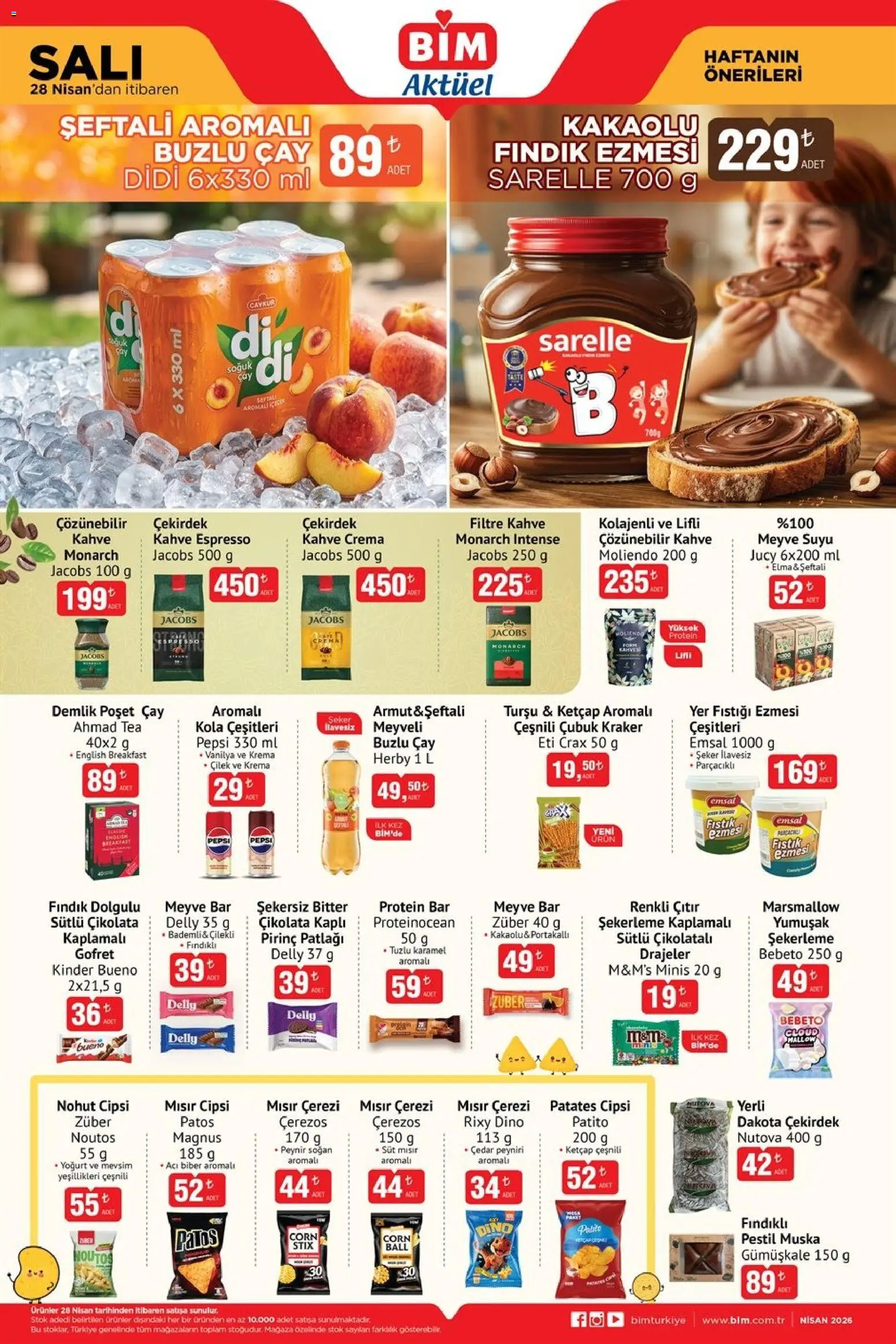 BİM Katalog - 28.04.2026 tarihinden itibaren geçerlidir | Sayfa: 2 | Ürünler: Yoğurt, Şeker, Patates, Biber