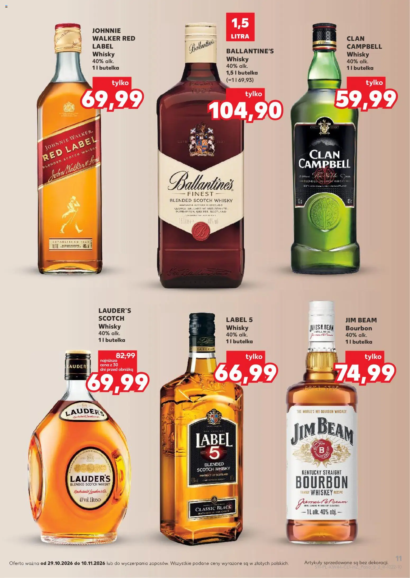 Kaufland Polsko leták - Barek od 29.10.2026 | Strana: 11 | Produkty: Finest, Jim Beam, Bourbon, Whisky