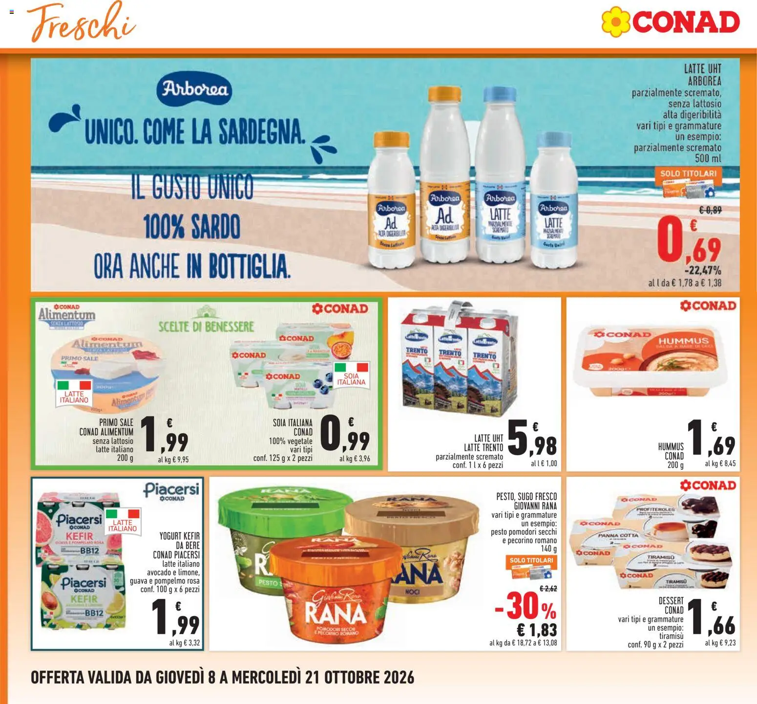 Volantino Conad del 08/10/2026 | Pagina: 12 | Prodotti: Kefir, Latte, Pesto, Profiteroles