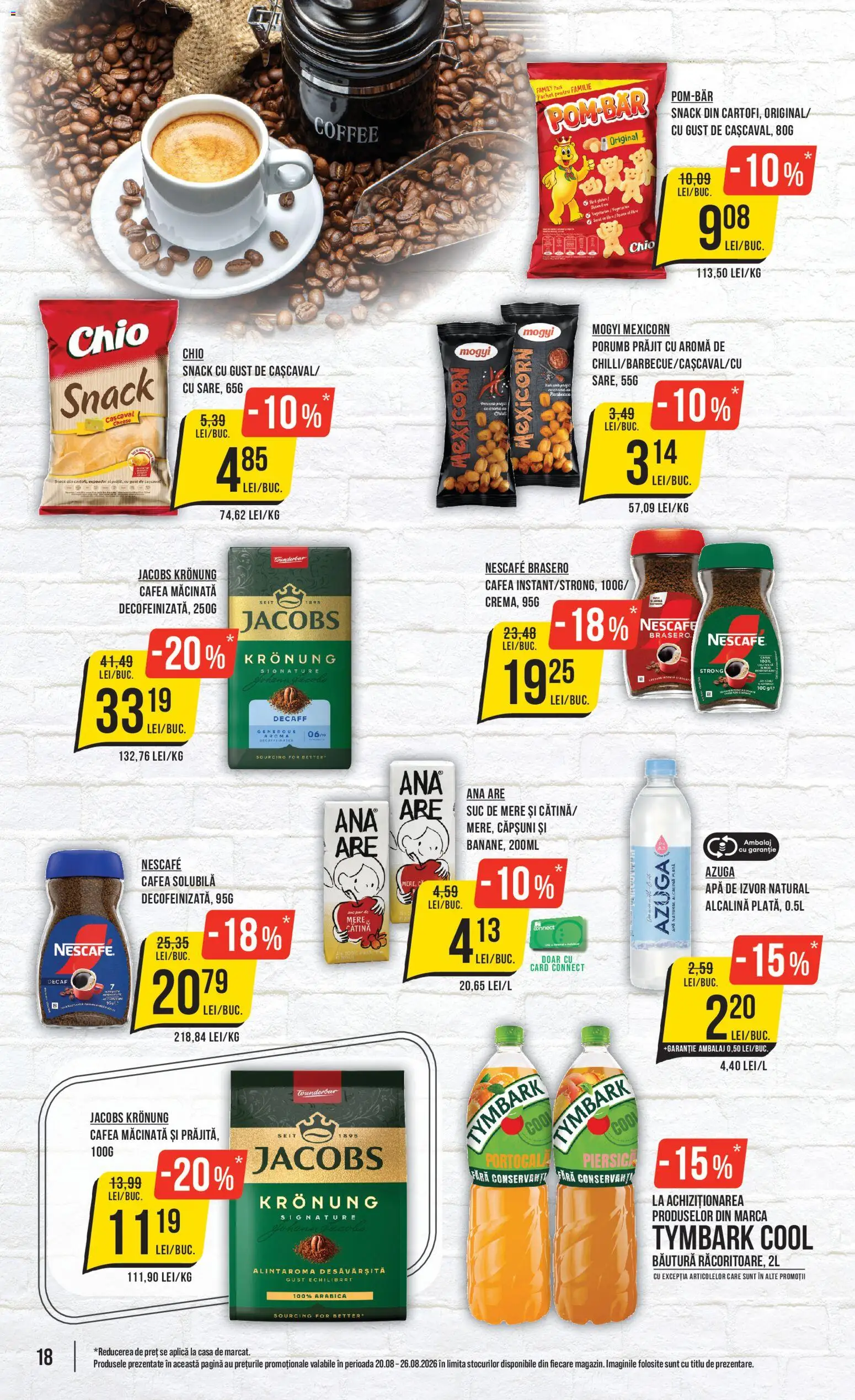 Noul catalog Mega Image – valabil de la 20.08.2026 | Pagină: 18 | Produse: Cafea, Suc, Porumb, Apă