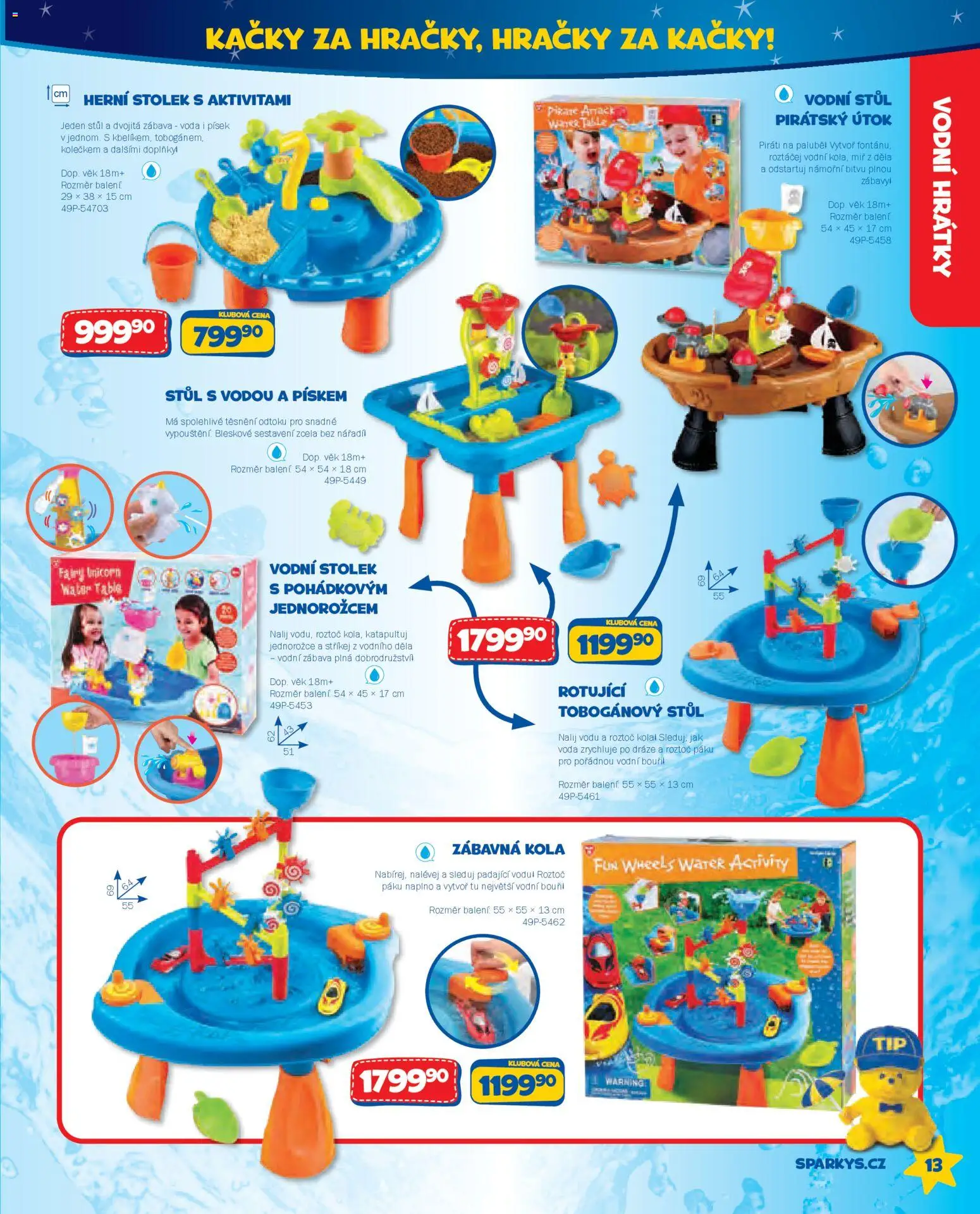 Sparkys katalog Léto 2026 od 01.05.2026 | Strana: 13 | Produkty: Voda, Písek, Hračky, Kola