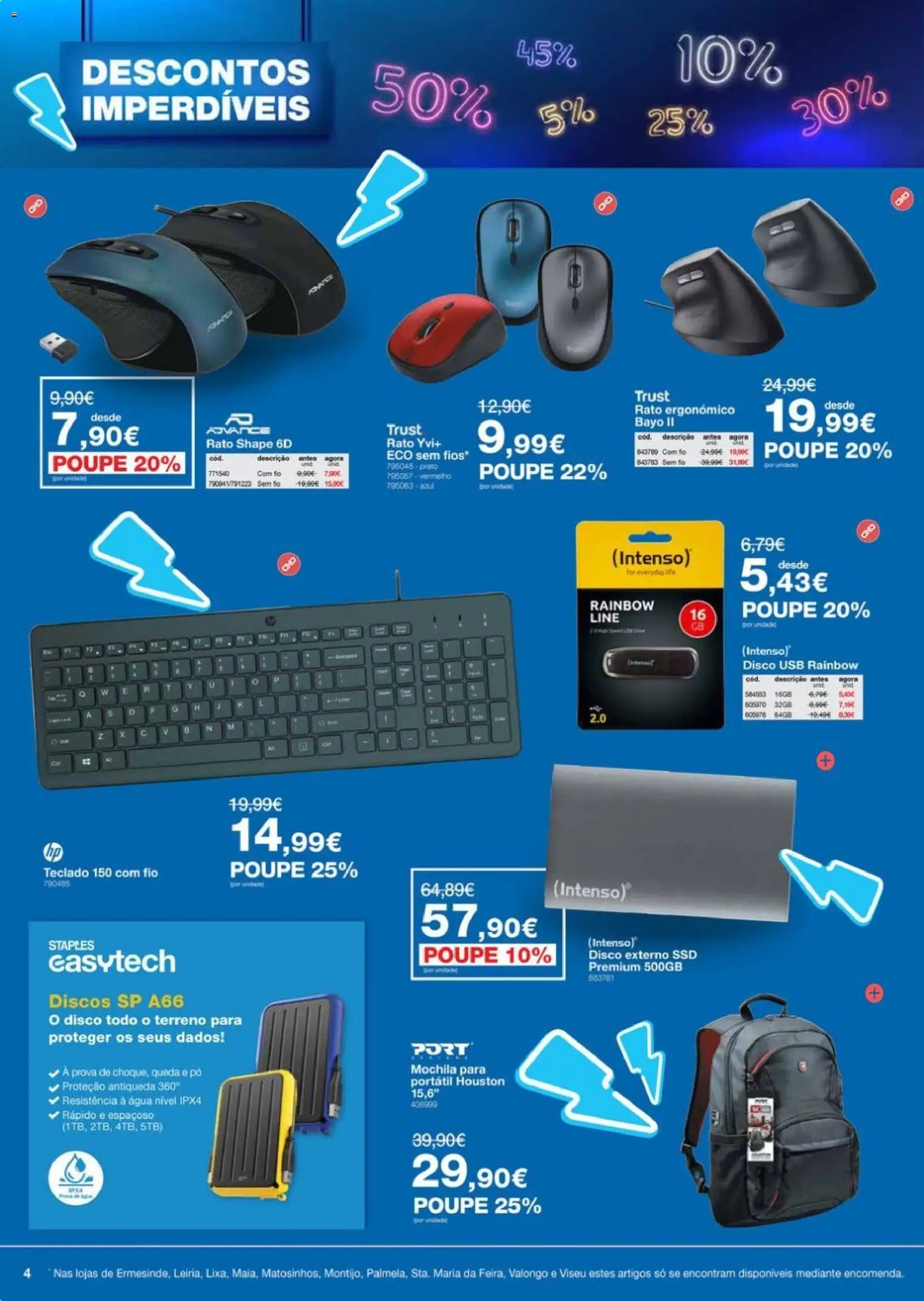 Staples Descontos Imperdíveis Abril 2026 │ válido de 06.04.2026 | Página: 4 | Produtos: Agua, Mochila, Teclado, USB