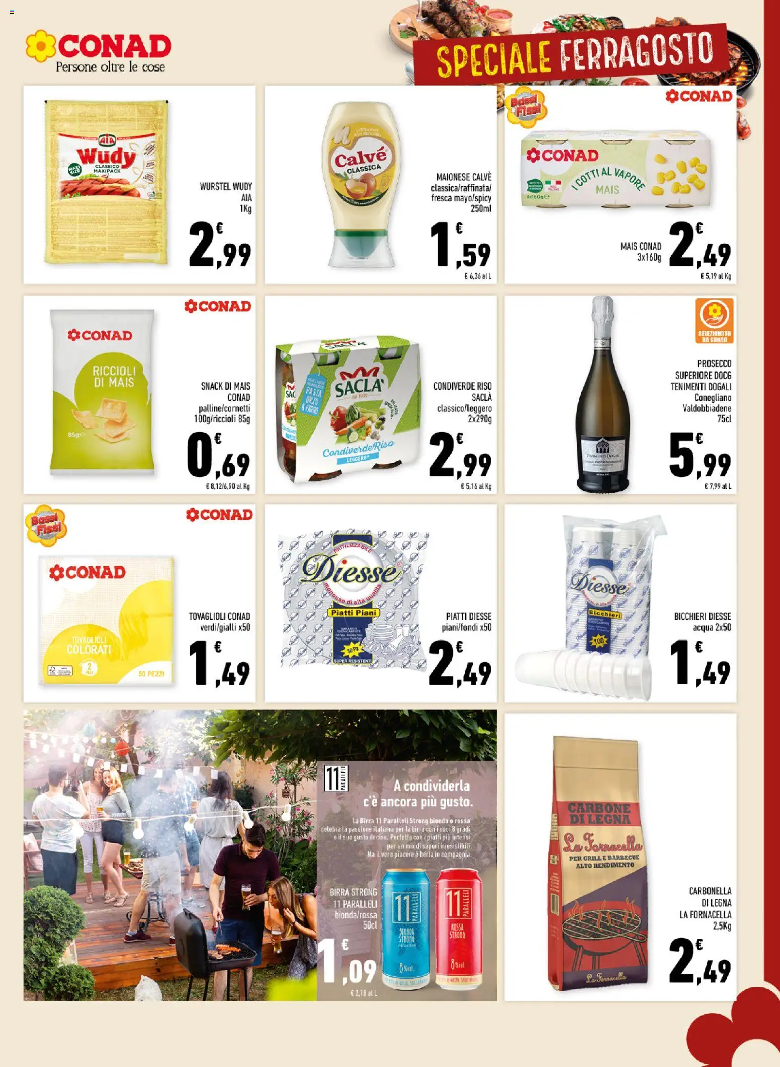 Volantino Conad del 10/08/2026 | Pagina: 9 | Prodotti: Birra, Riso, Acqua, Maionese