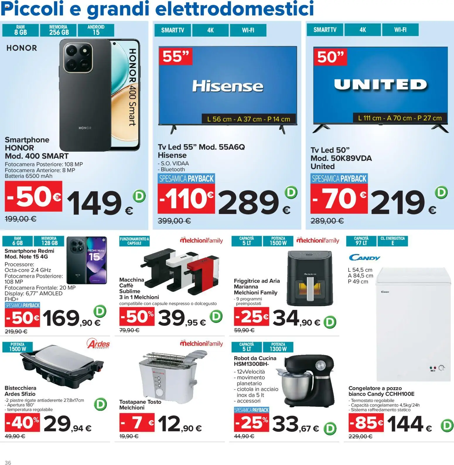 Volantino Carrefour del 13/07/2026 | Pagina: 36 | Prodotti: Caffè, Smartphone, Congelatore, Robot