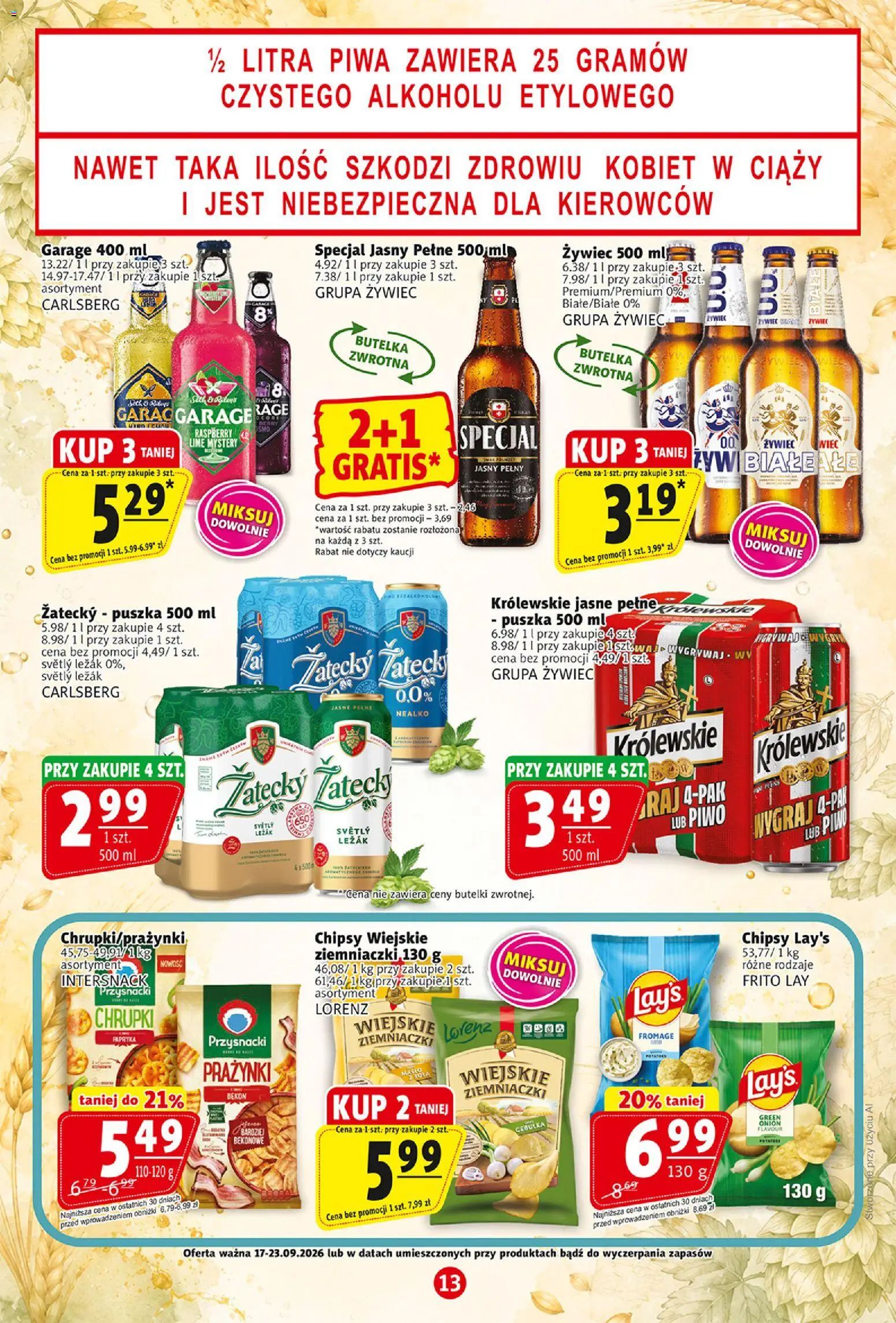 Prim Market gazetka od 17.09.2026 | Strona: 13 | Produkty: Chipsy, Bekon, Papryka, Ziemniaczki