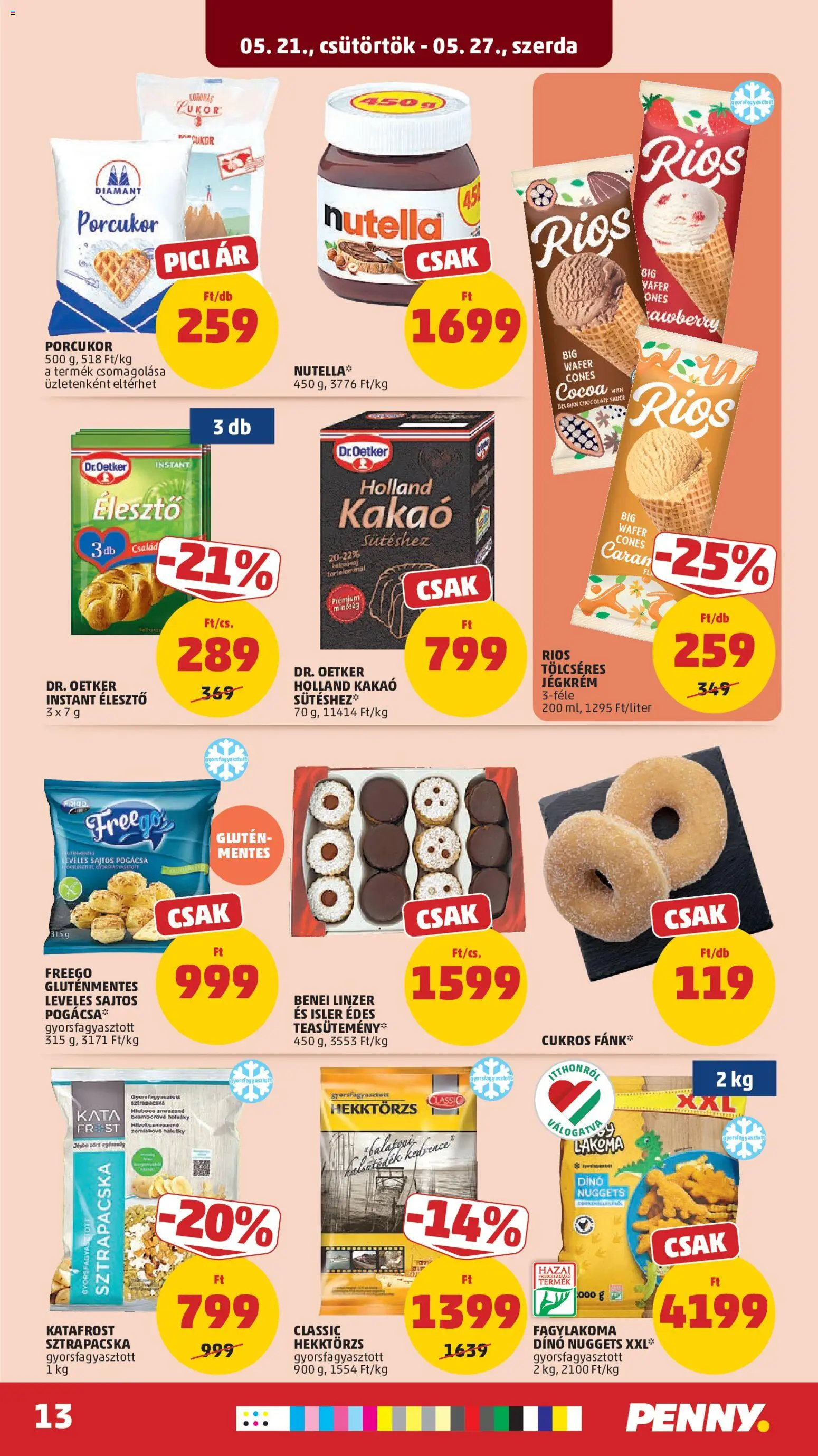 PENNY akciós ujság - amely érvényes a következő dátumtól: 21.05.2026 | Oldal: 17 | Termékek: Nuggets, Linzer, Gluténmentes, Pogácsa