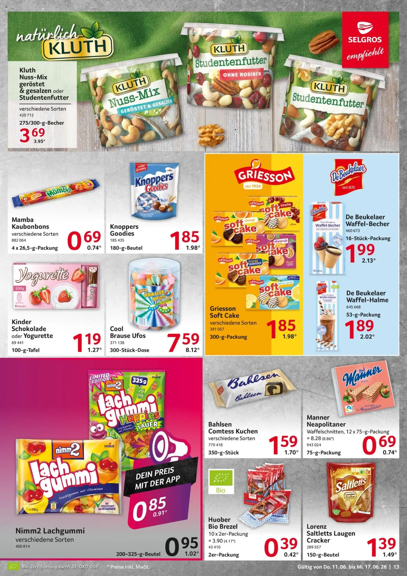Selgros Prospekt – gültig ab 11.06.2026 | Seite: 13 | Produkte: Milch, Yogurette, Rosinen, Fruchtsaft