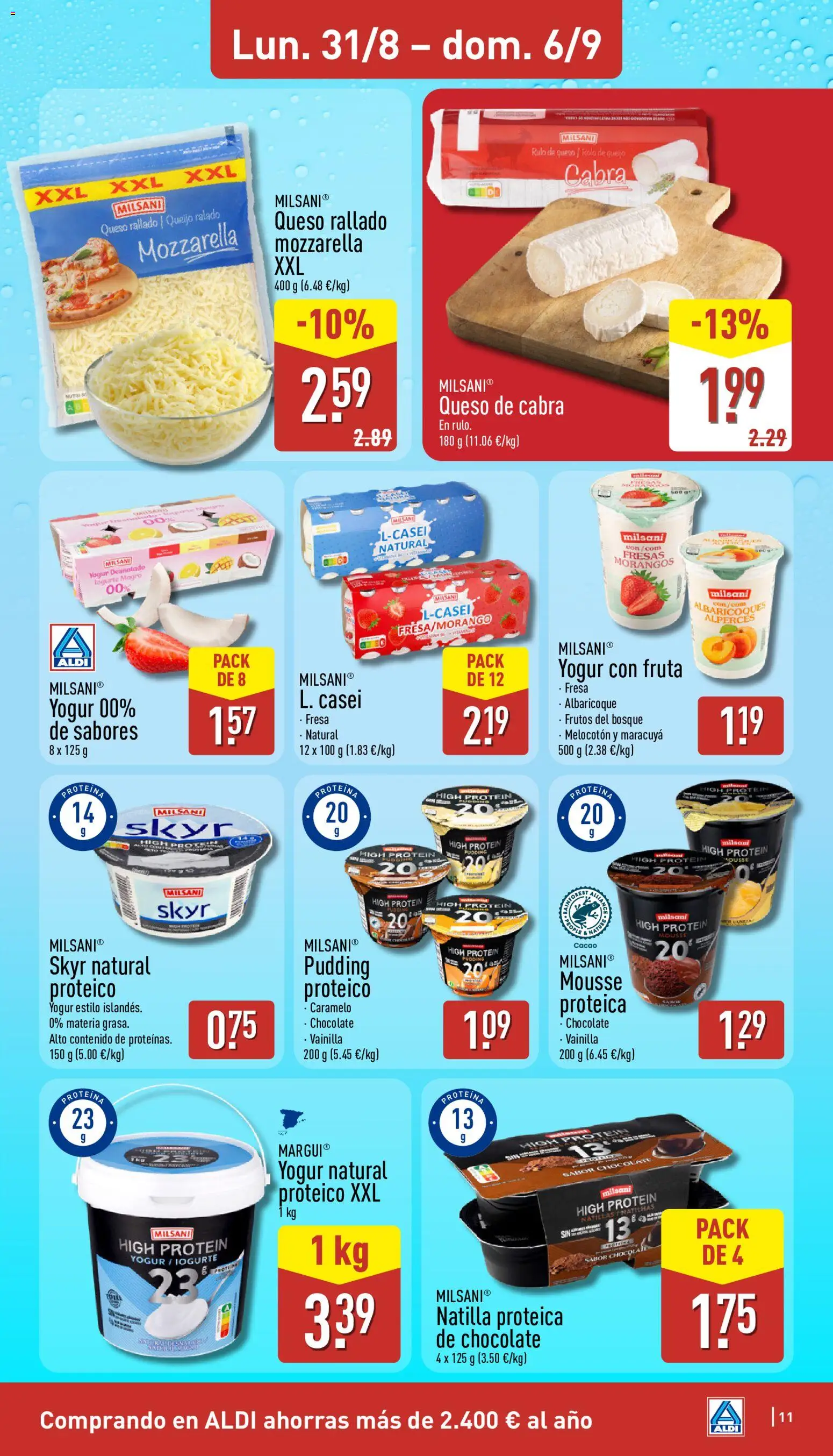 Aldi folleto Baleares │ válido desde el 31/08/2026 | Página: 11 | Productos: Proteína, Fresas, Yogur natural, Queso de cabra