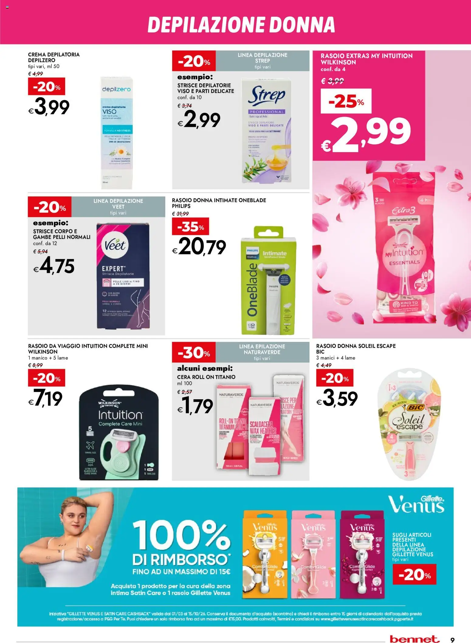Volantino bennet del 17/09/2026 | Pagina: 9 | Prodotti: Crema, Strisce, Crema depilatoria, Sale