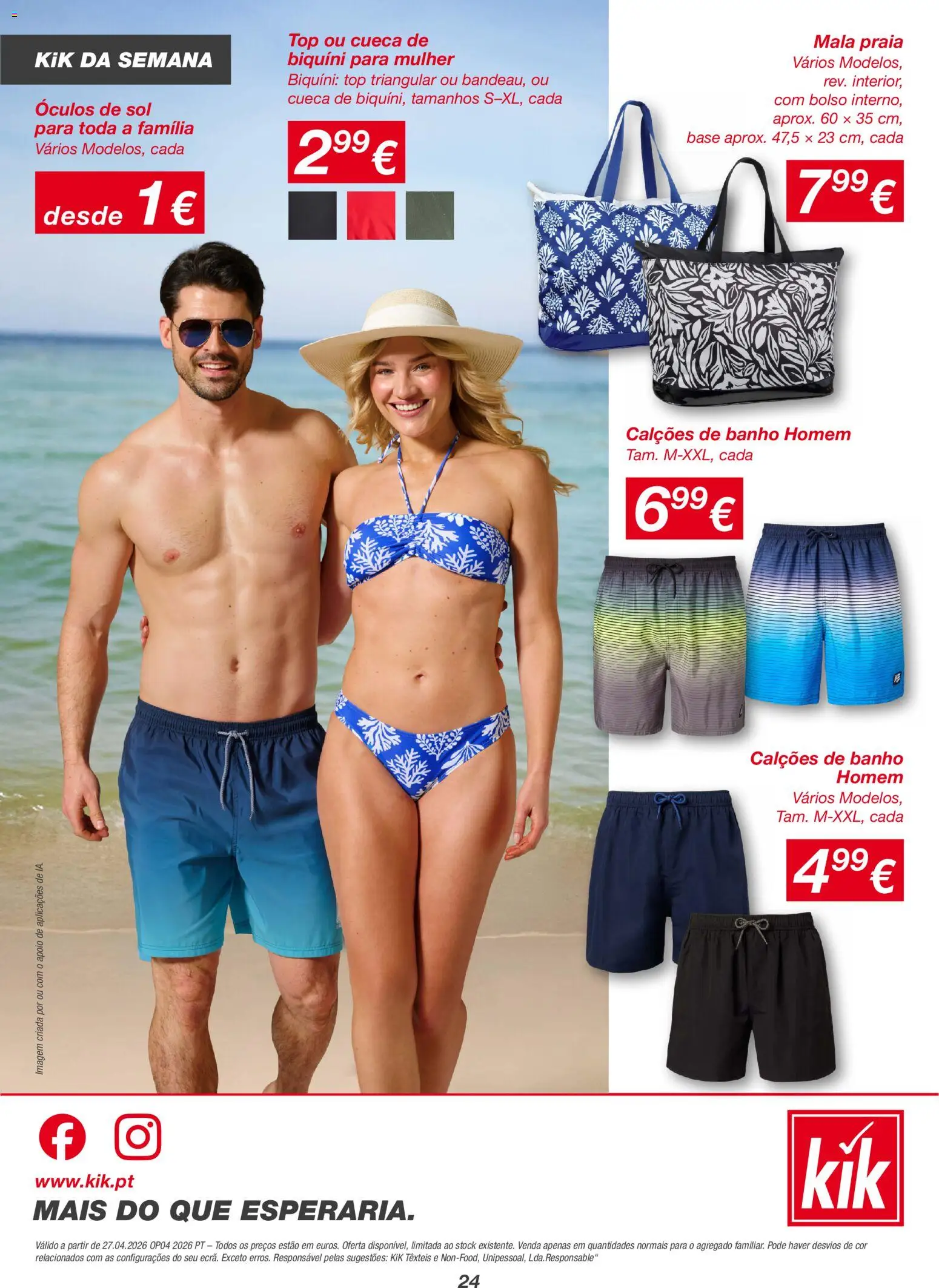 KIK folheto │ válido de 27.04.2026 | Página: 24 | Produtos: Óculos, Óculos de sol, Biquíni, Base