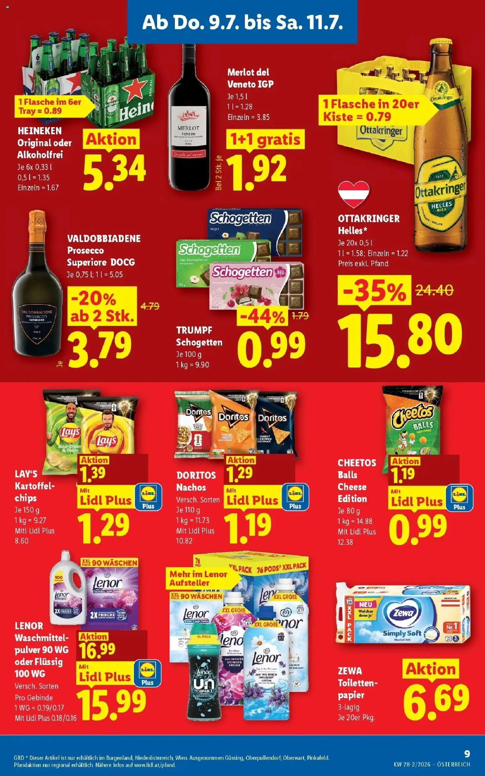 Lidl Flugblatt - Wien, Langenzersdorf, Zwettl gültig ab 09.07.2026 | Seite: 11 | Produkte: Chips, Bier, Waschmittel