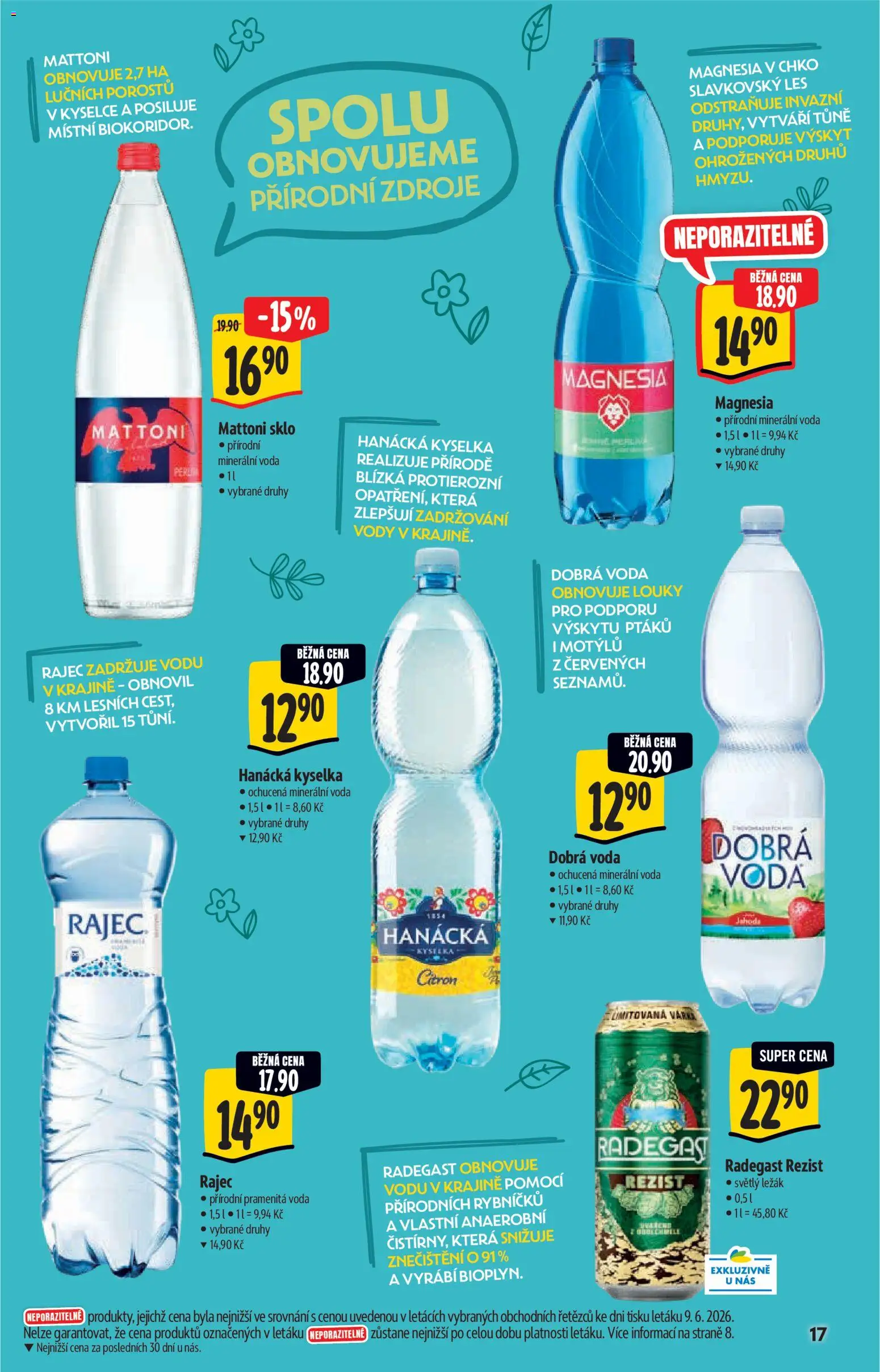 Albert katalog - Supermarket od 17.06.2026 | Strana: 17 | Produkty: Hanácká kyselka, Mattoni, Magnesia, Minerální voda