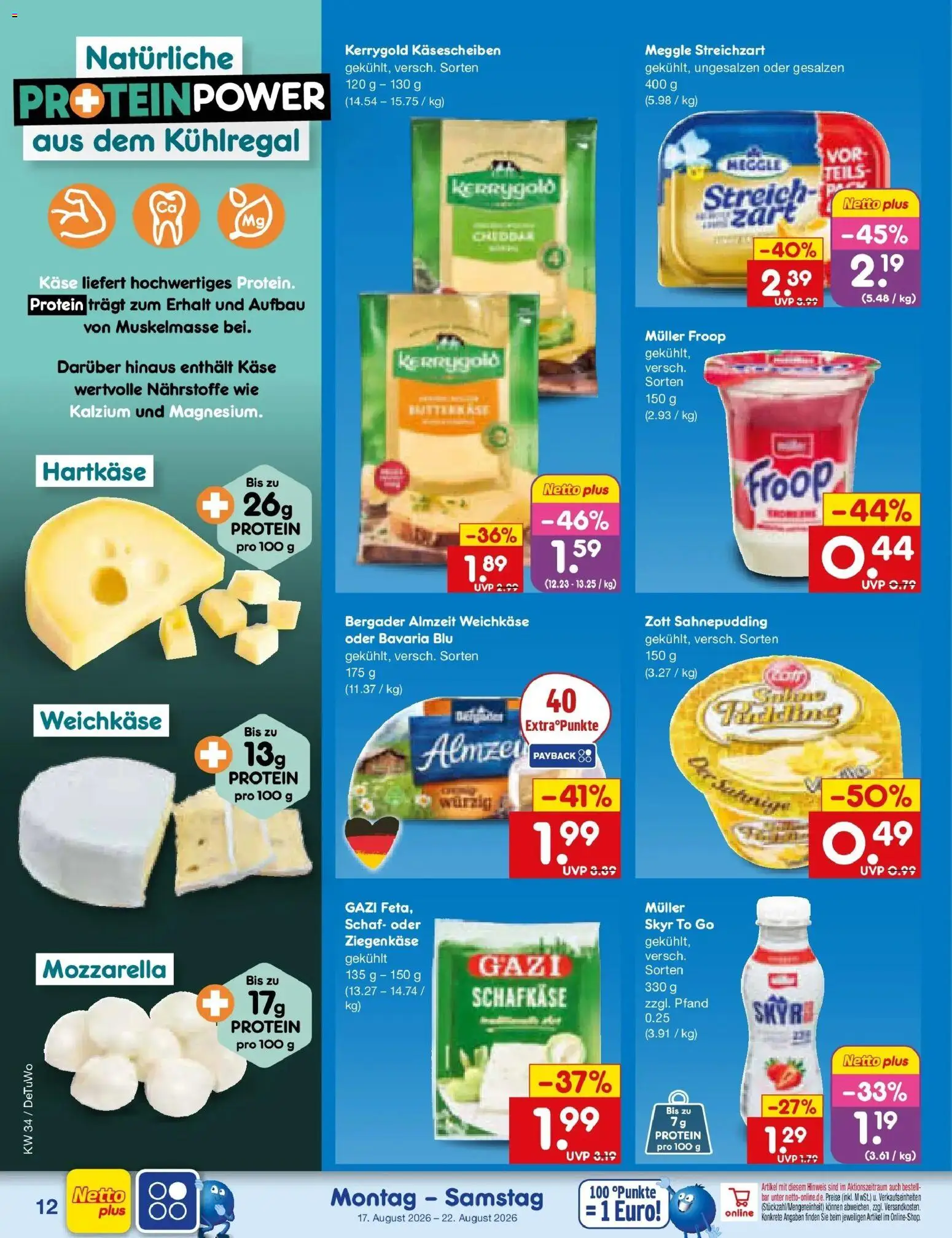Netto Marken-Discount Prospekt Mannheim – gültig ab 17.08.2026 | Seite: 16 | Produkte: Froop, Käse, Ziegenkäse, Skyr